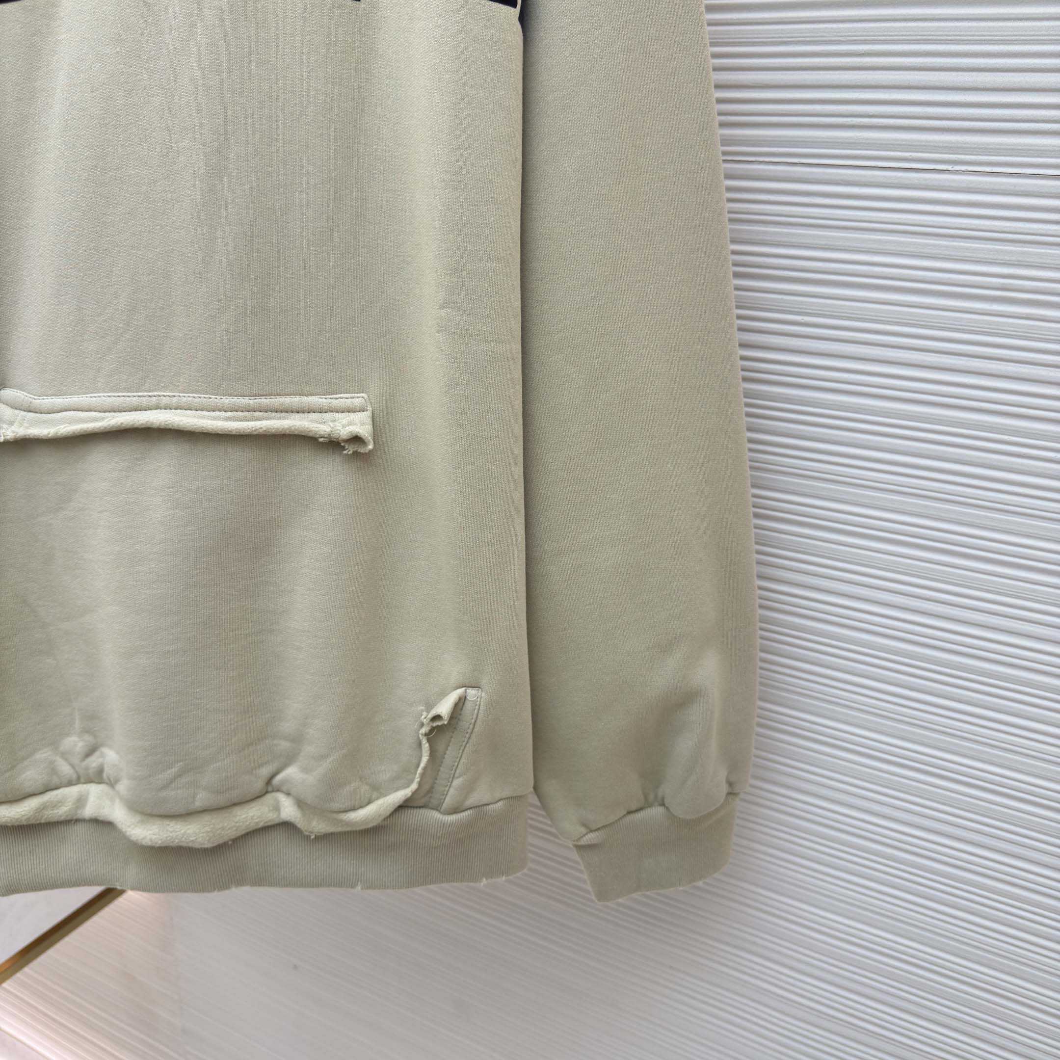 Balenciaga Tape Type Ripped Hoodie In Beige Dry leece - DesignerGu