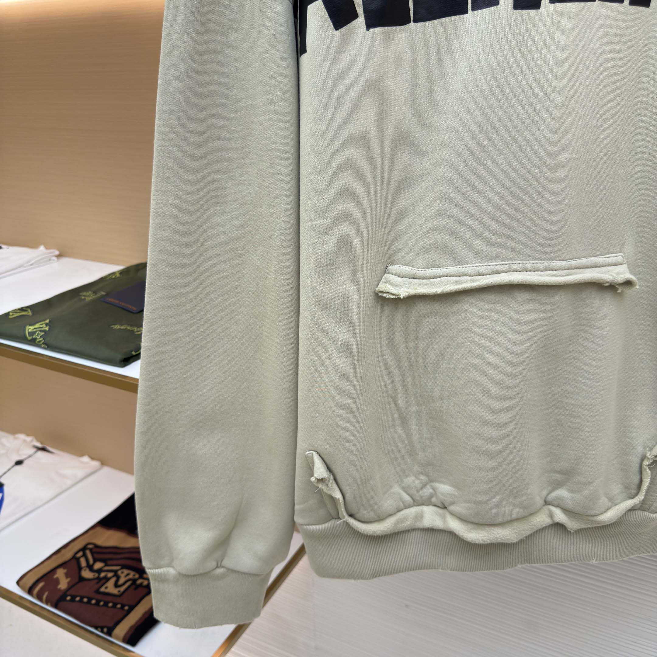 Balenciaga Tape Type Ripped Hoodie In Beige Dry leece - DesignerGu