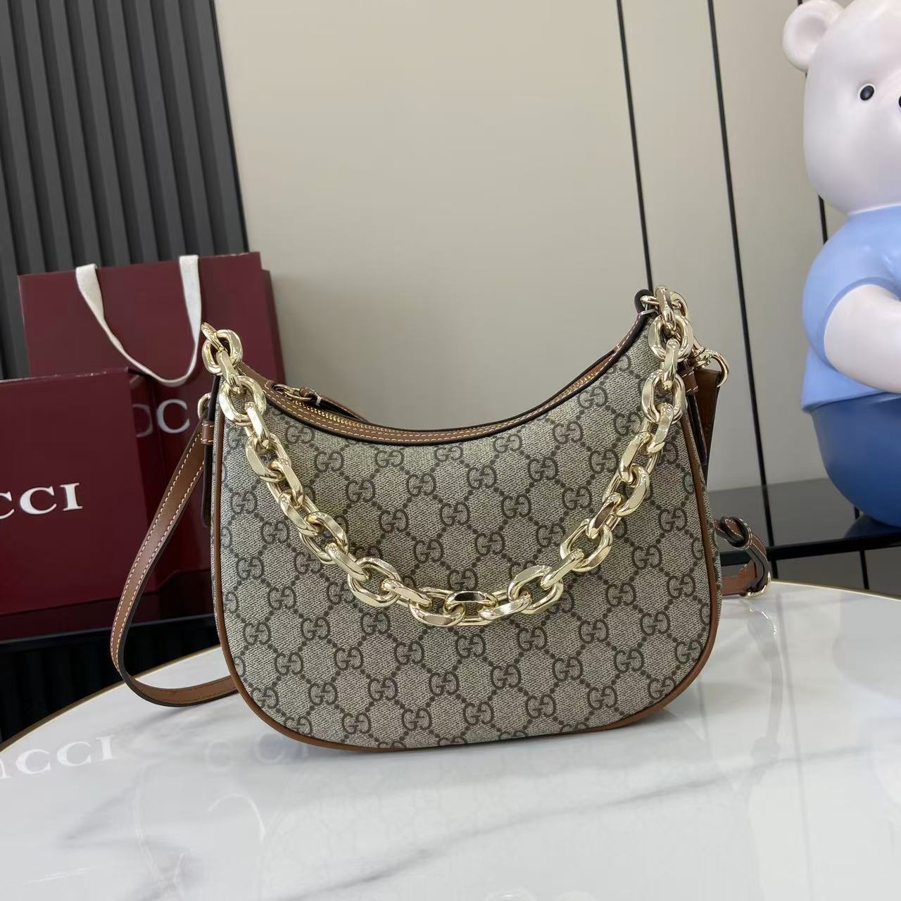 Gucci GG Emblem Medium Shoulder Bag - DesignerGu