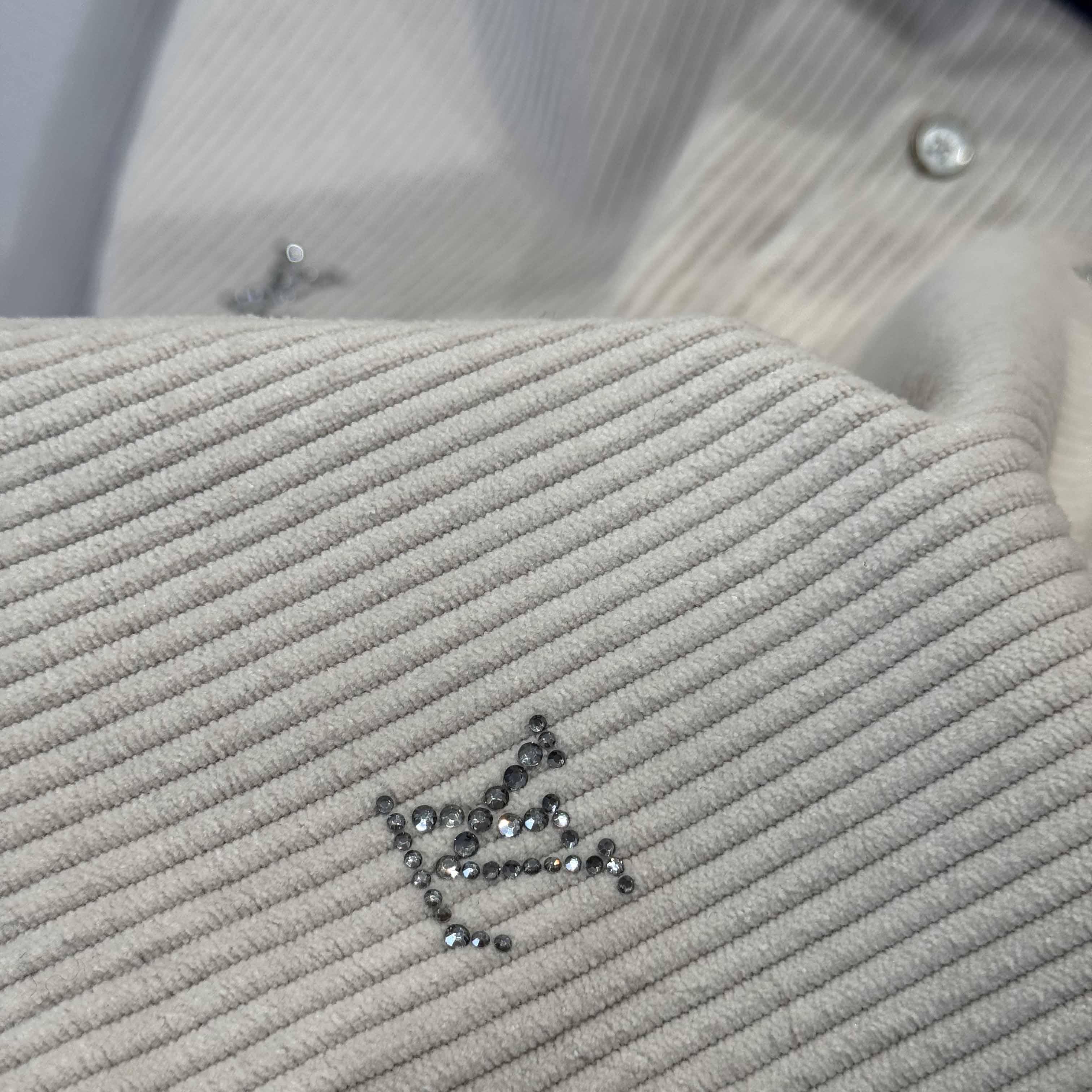 Louis Vuitton LV Blason Embellished Long-Sleeved Corduroy Shirt   1AIKBT - DesignerGu