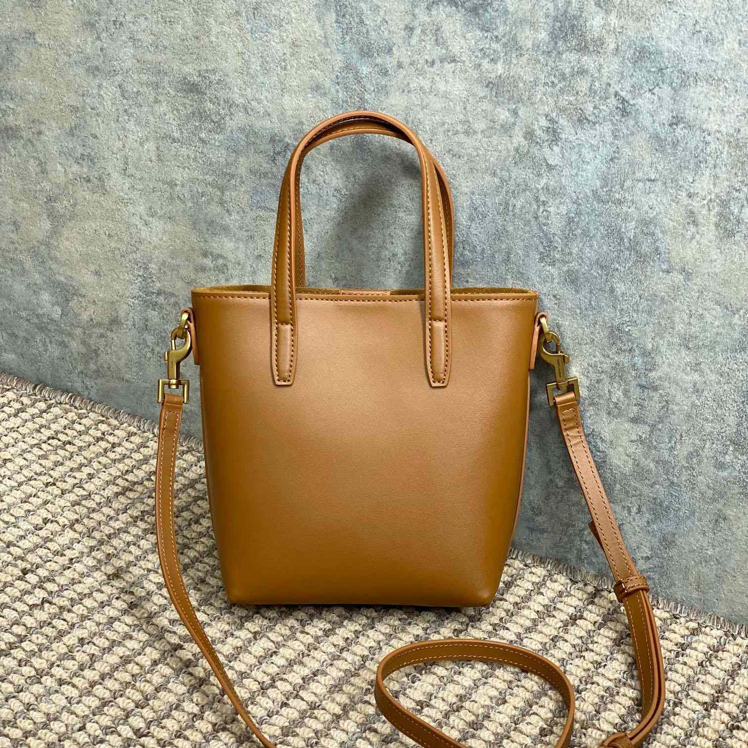 Saint Laurent Mini Toy Shopping Saint Laurent In Box Leather - DesignerGu