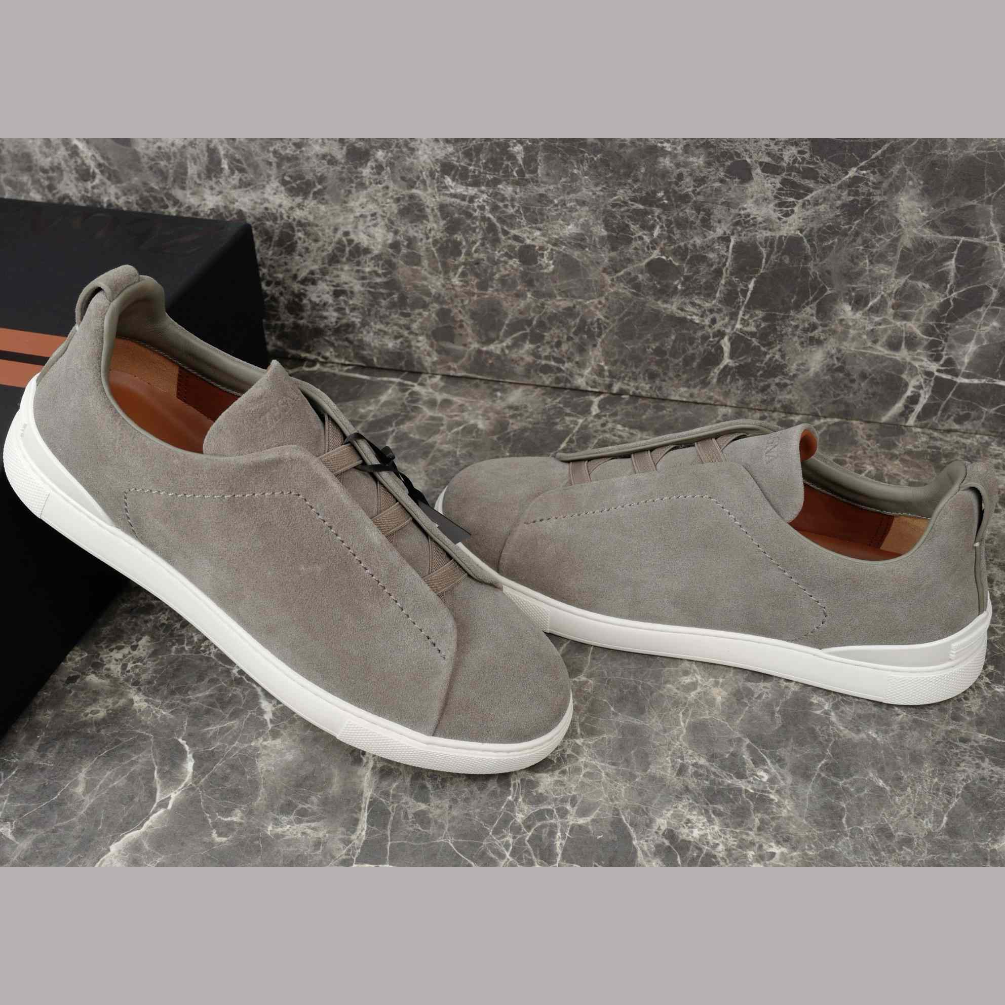 Zegna Utility Blue suede Triple Stitch™ Sneakers - DesignerGu