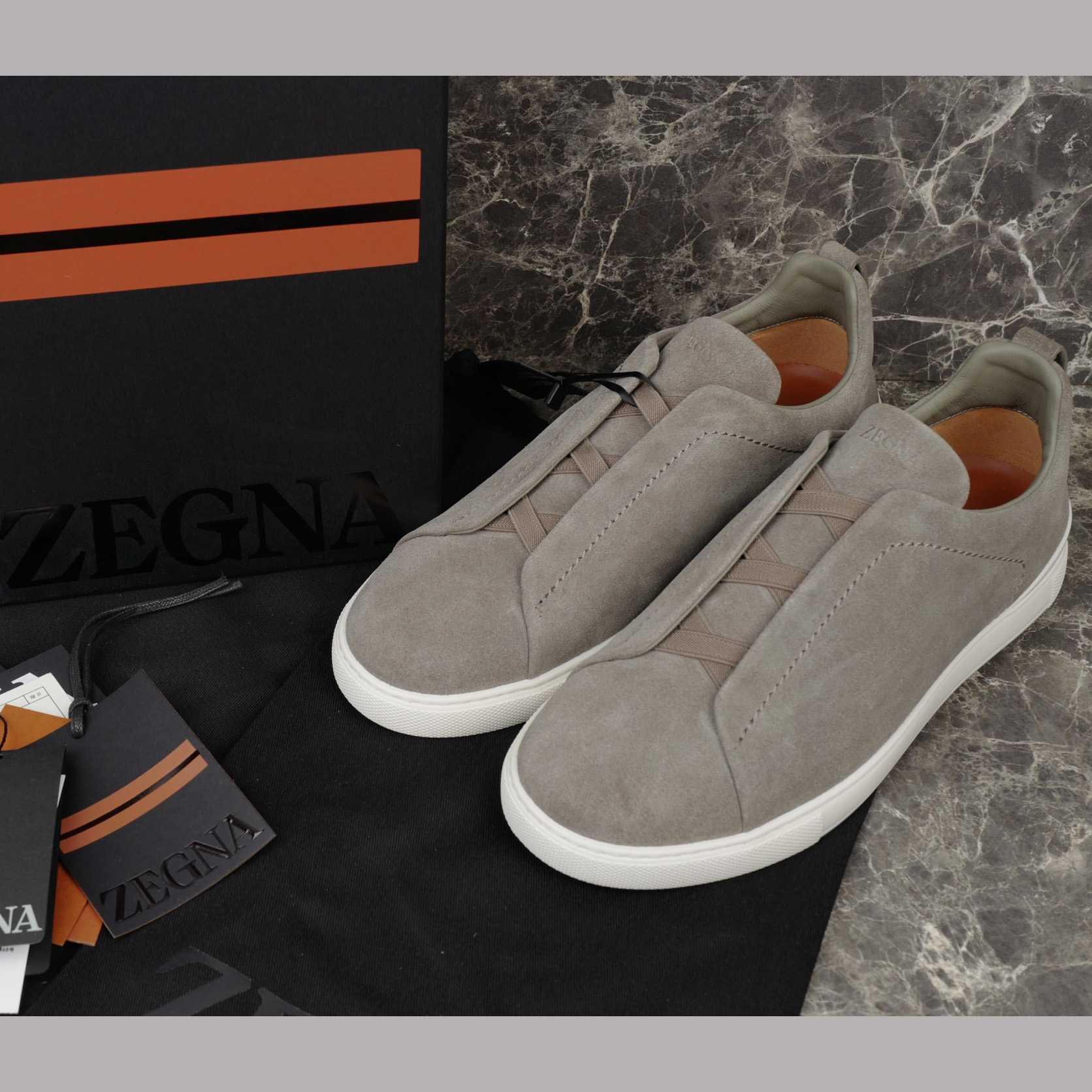 Zegna Utility Blue suede Triple Stitch™ Sneakers - DesignerGu