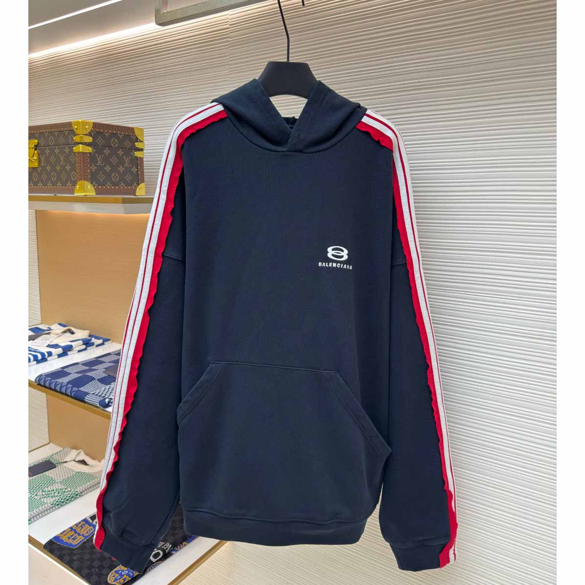 Balenciaga Unity Sports Icon Large Hoodie in faded black and white dry fleece - DesignerGu