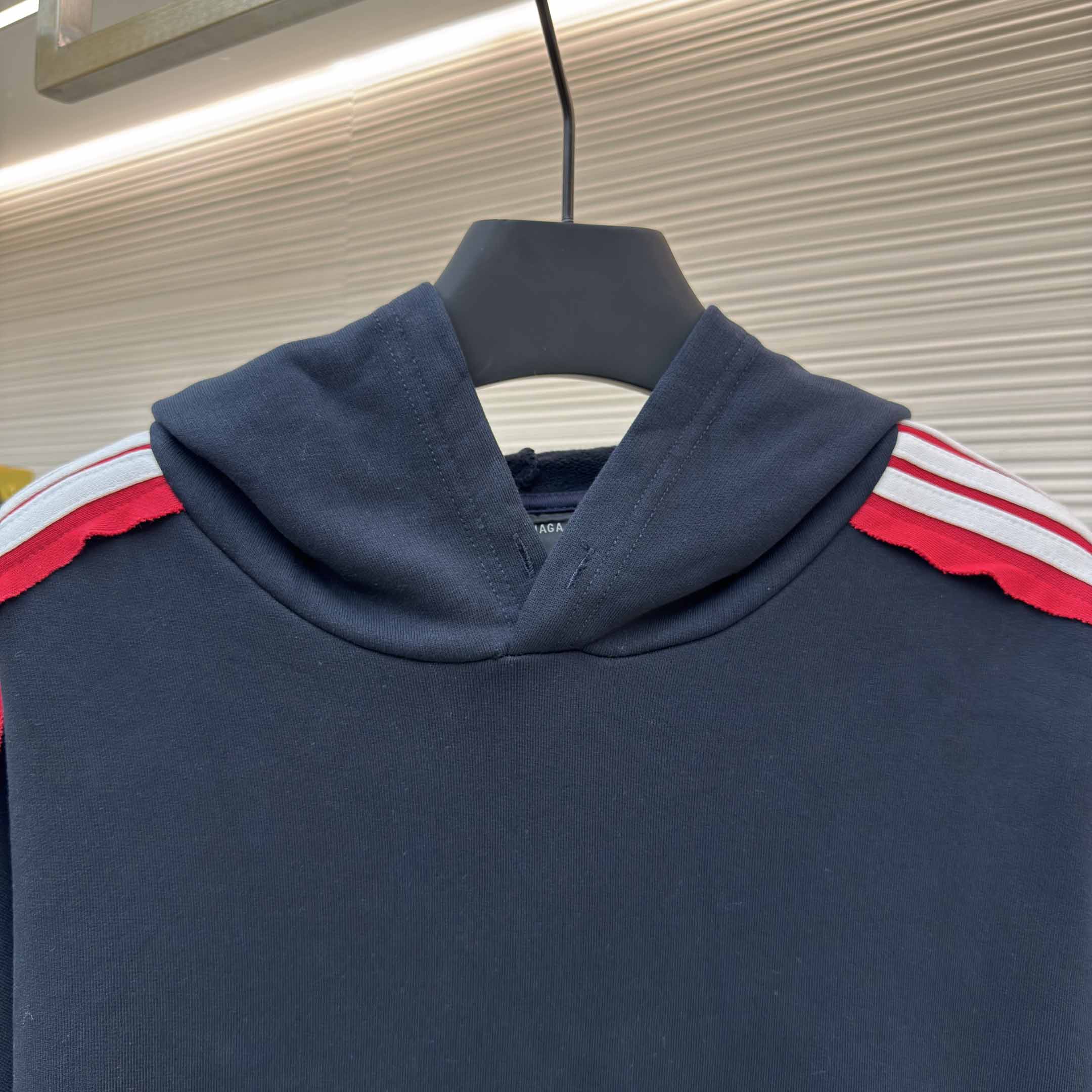 Balenciaga Unity Sports Icon Large Hoodie in faded black and white dry fleece - DesignerGu