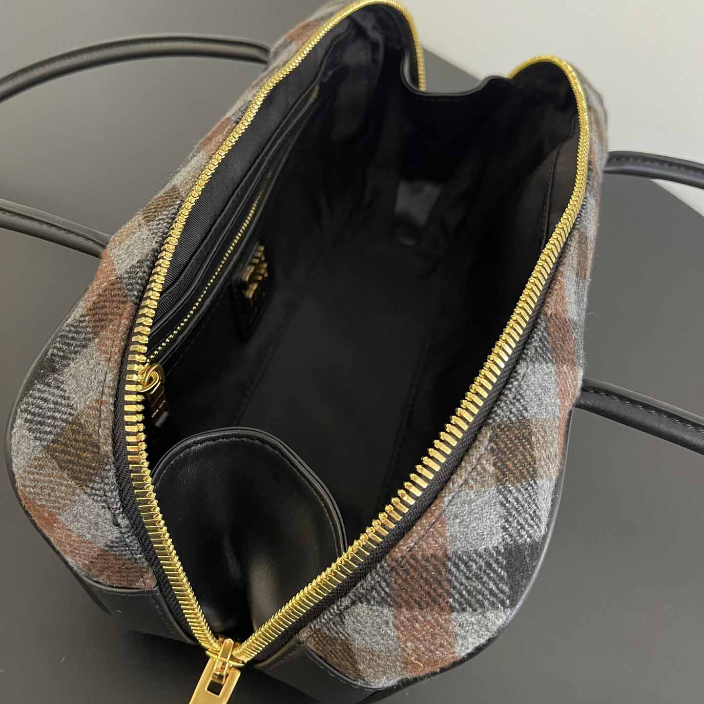 Miu Miu Beau Plaid And Leather Bag - DesignerGu