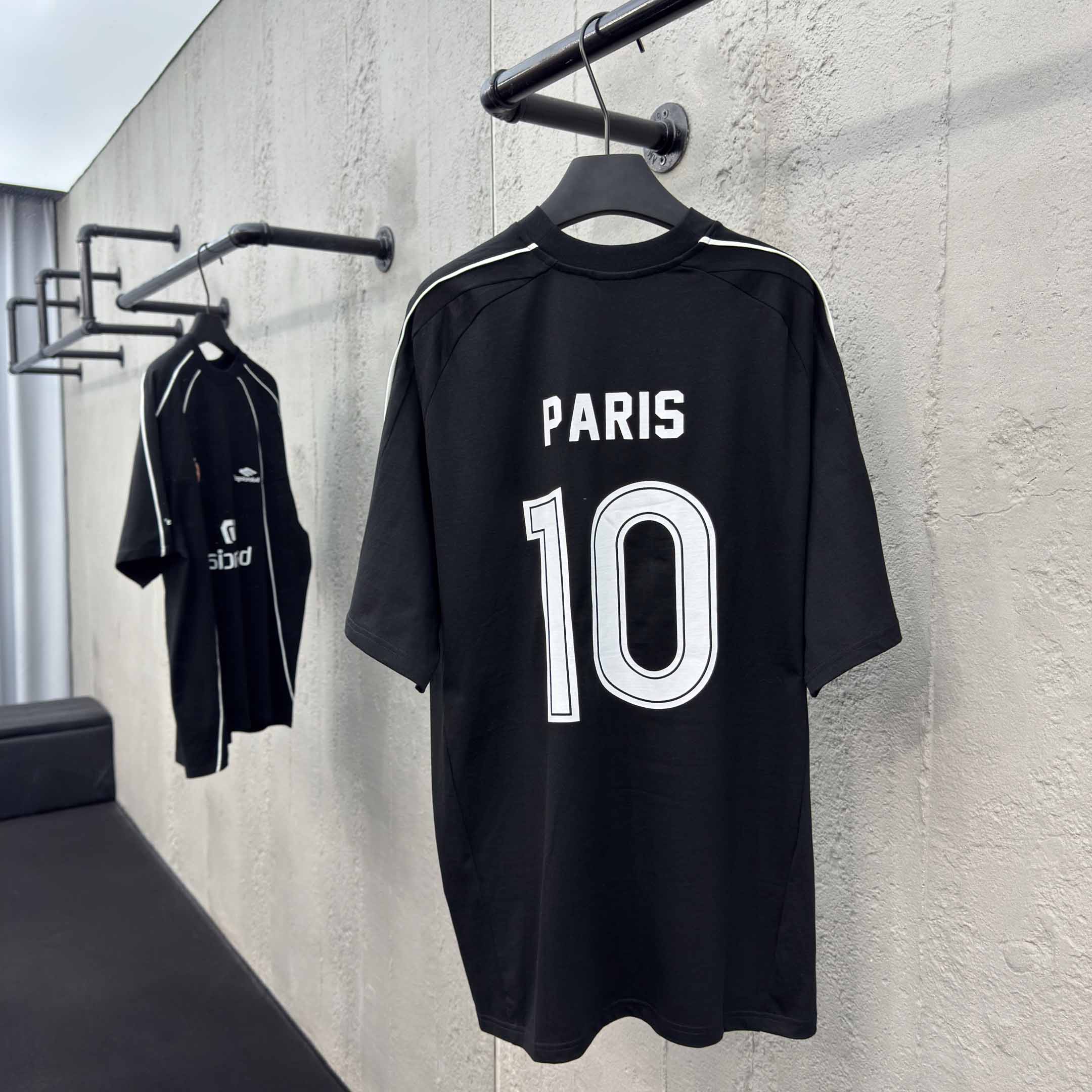 Balenciaga Paris Soccer T-Shirt Oversized In Black - DesignerGu
