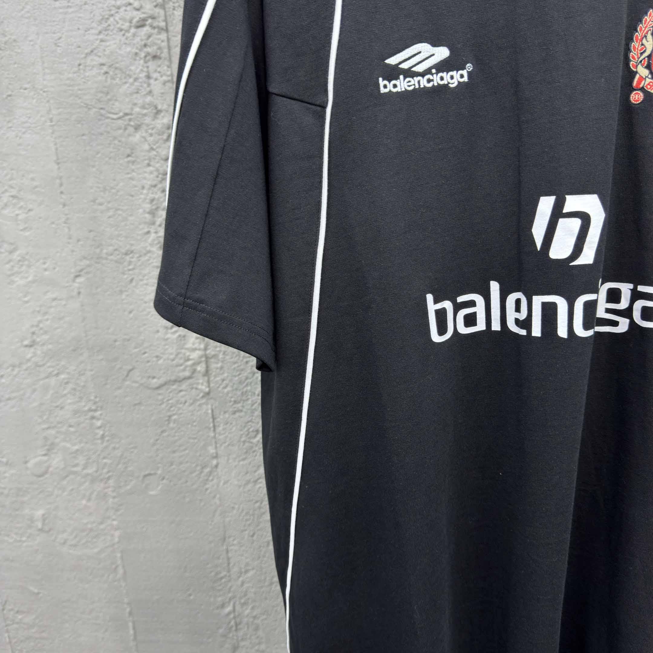 Balenciaga Paris Soccer T-Shirt Oversized In Black - DesignerGu
