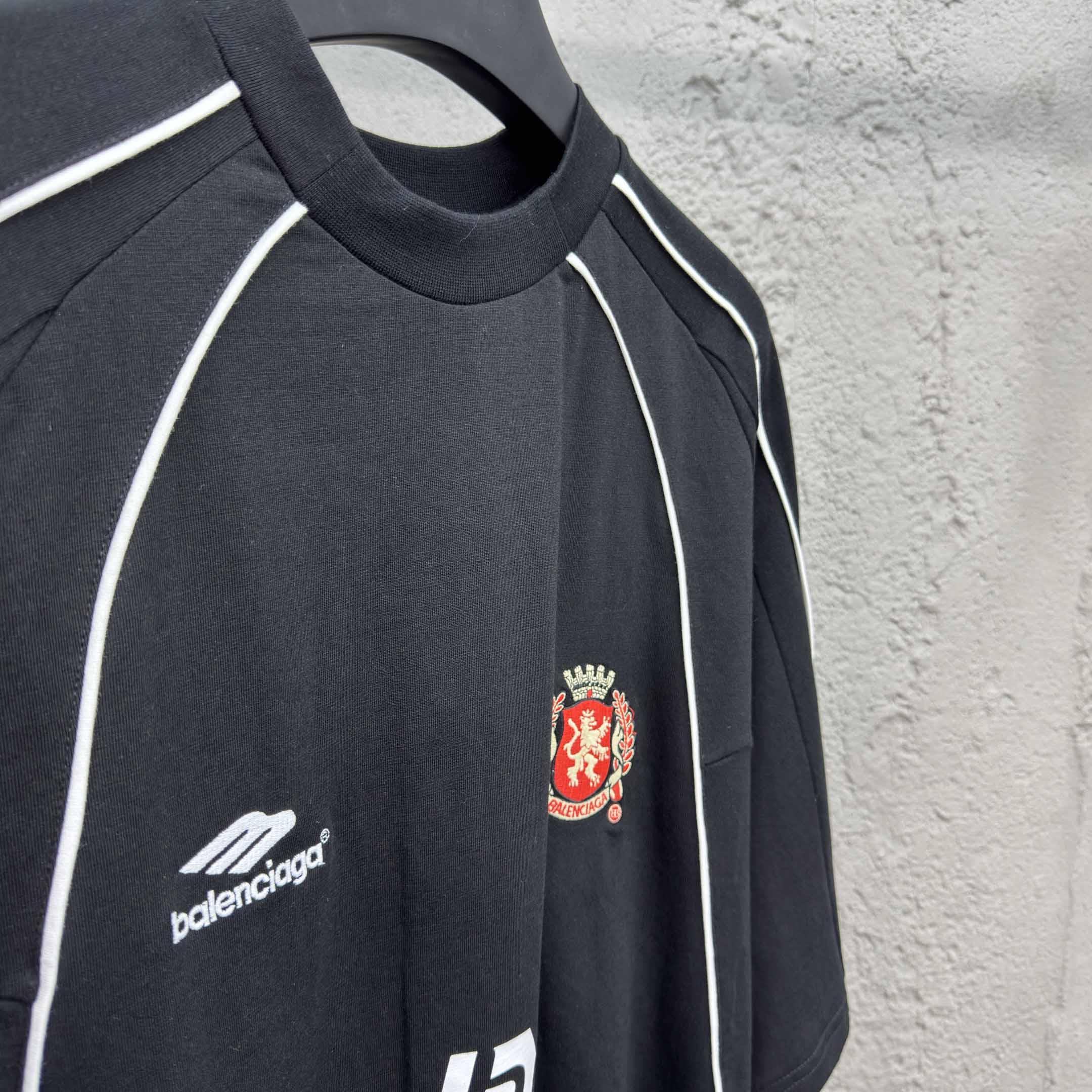 Balenciaga Paris Soccer T-Shirt Oversized In Black - DesignerGu