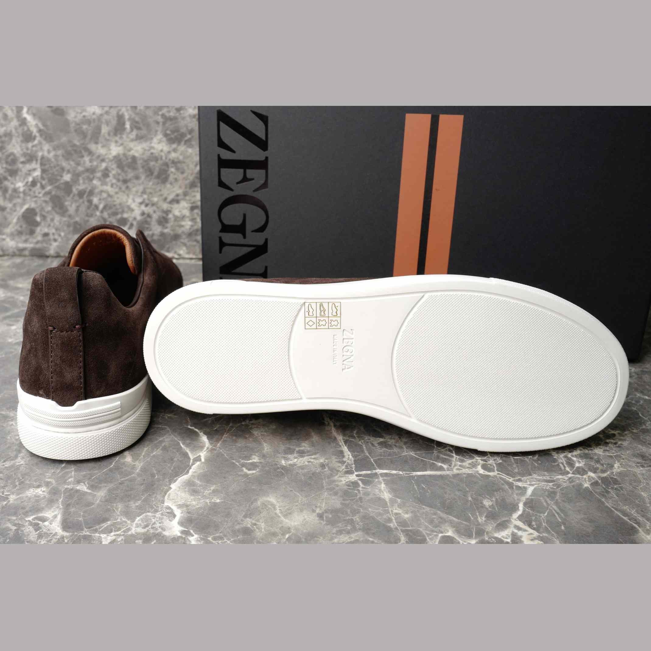 Zegna Utility Blue suede Triple Stitch™ Sneakers - DesignerGu