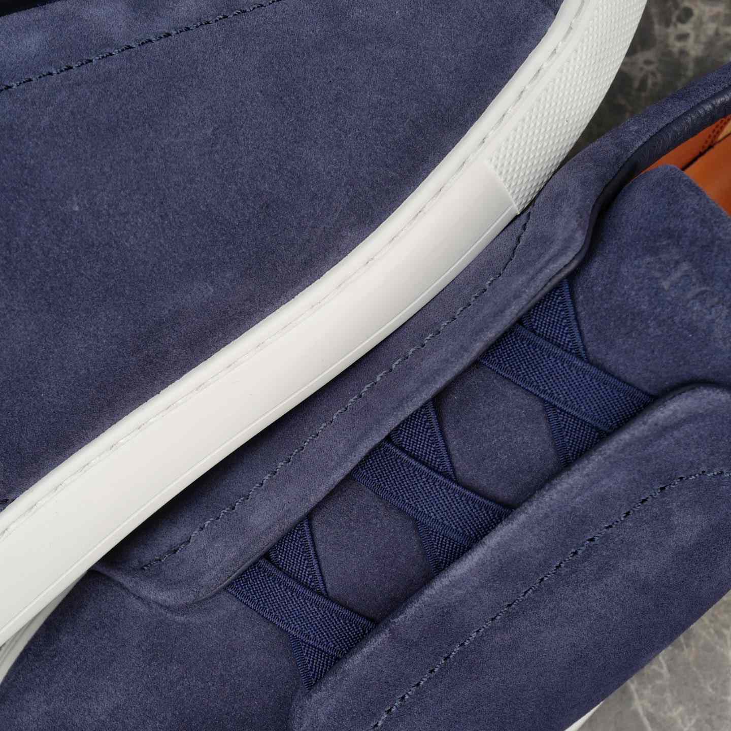 Zegna Utility Blue suede Triple Stitch™ Sneakers - DesignerGu