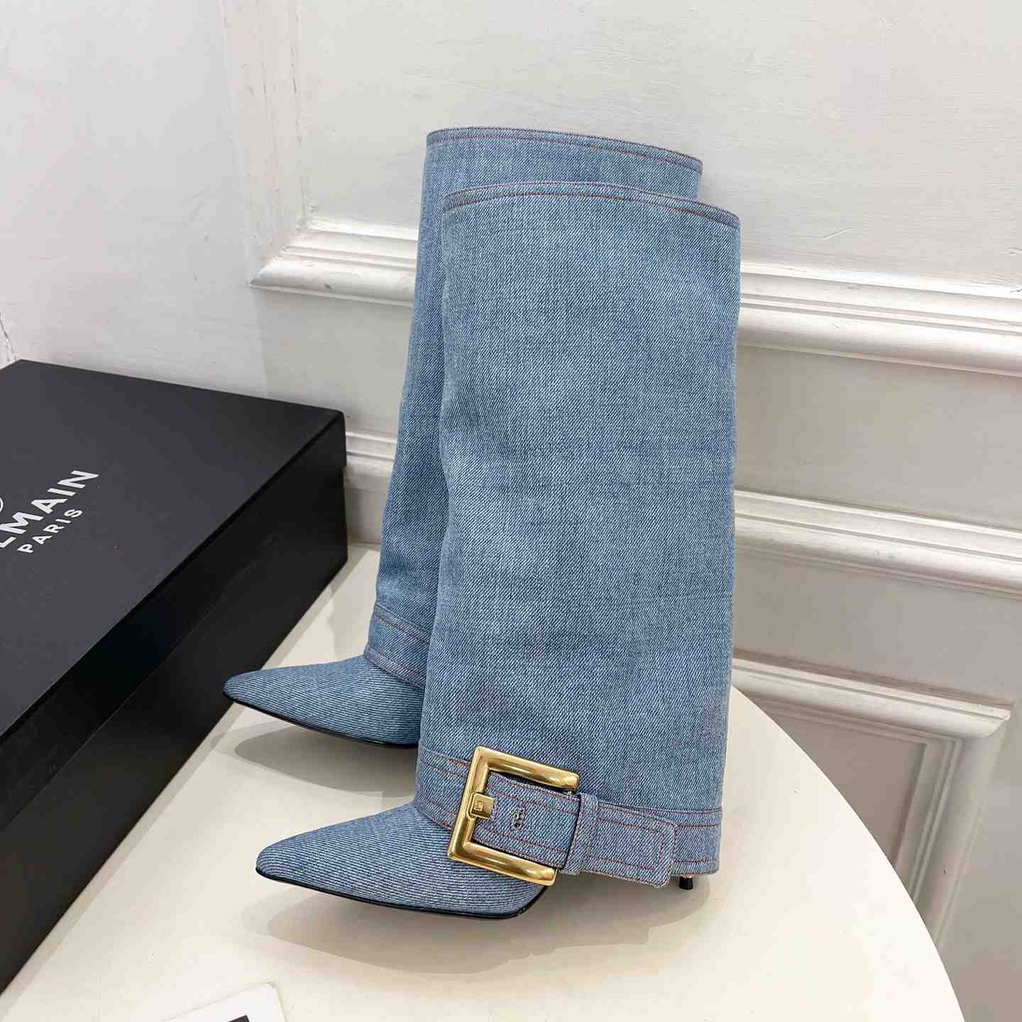 Balmain Anthem Denim Boots - DesignerGu