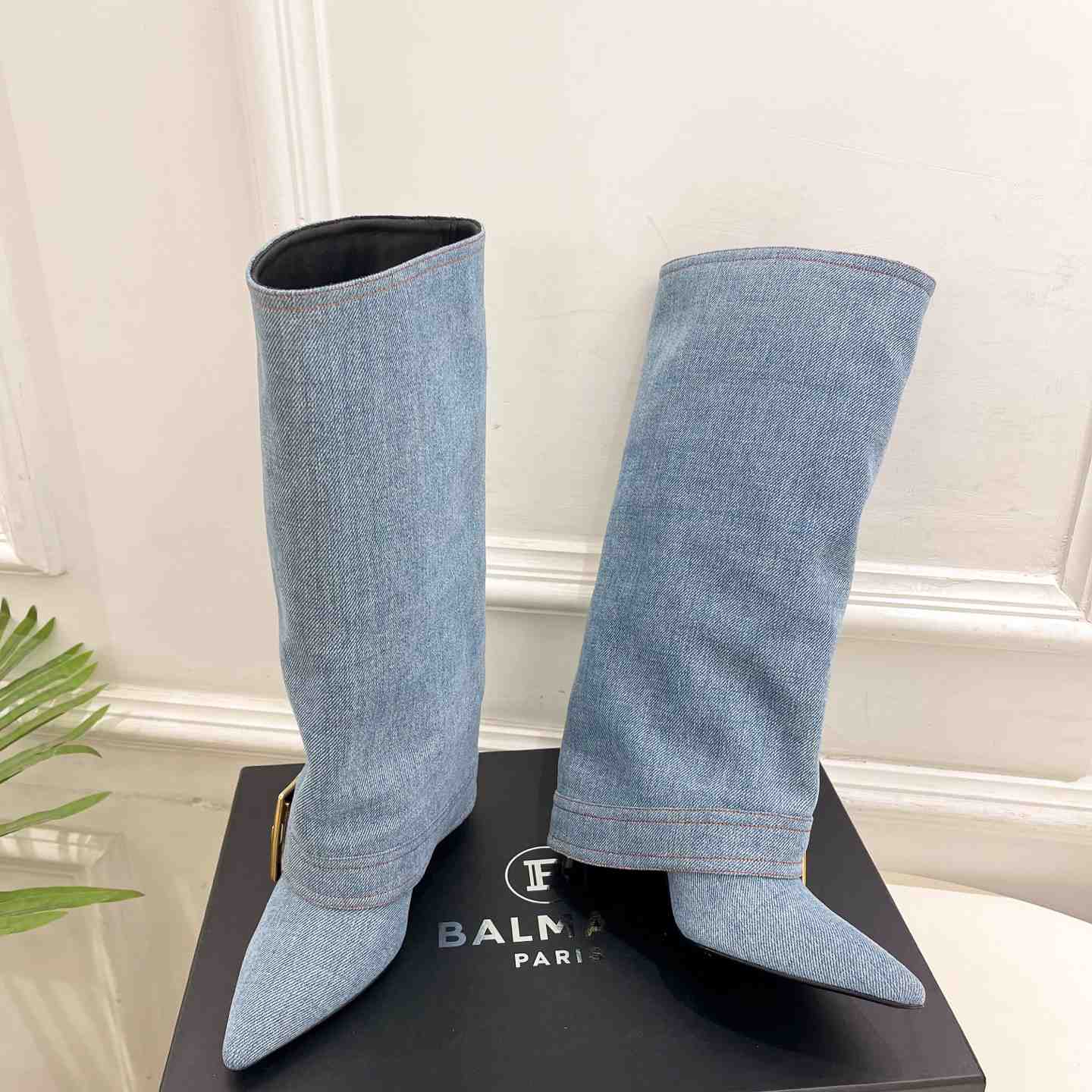 Balmain Anthem Denim Boots - DesignerGu