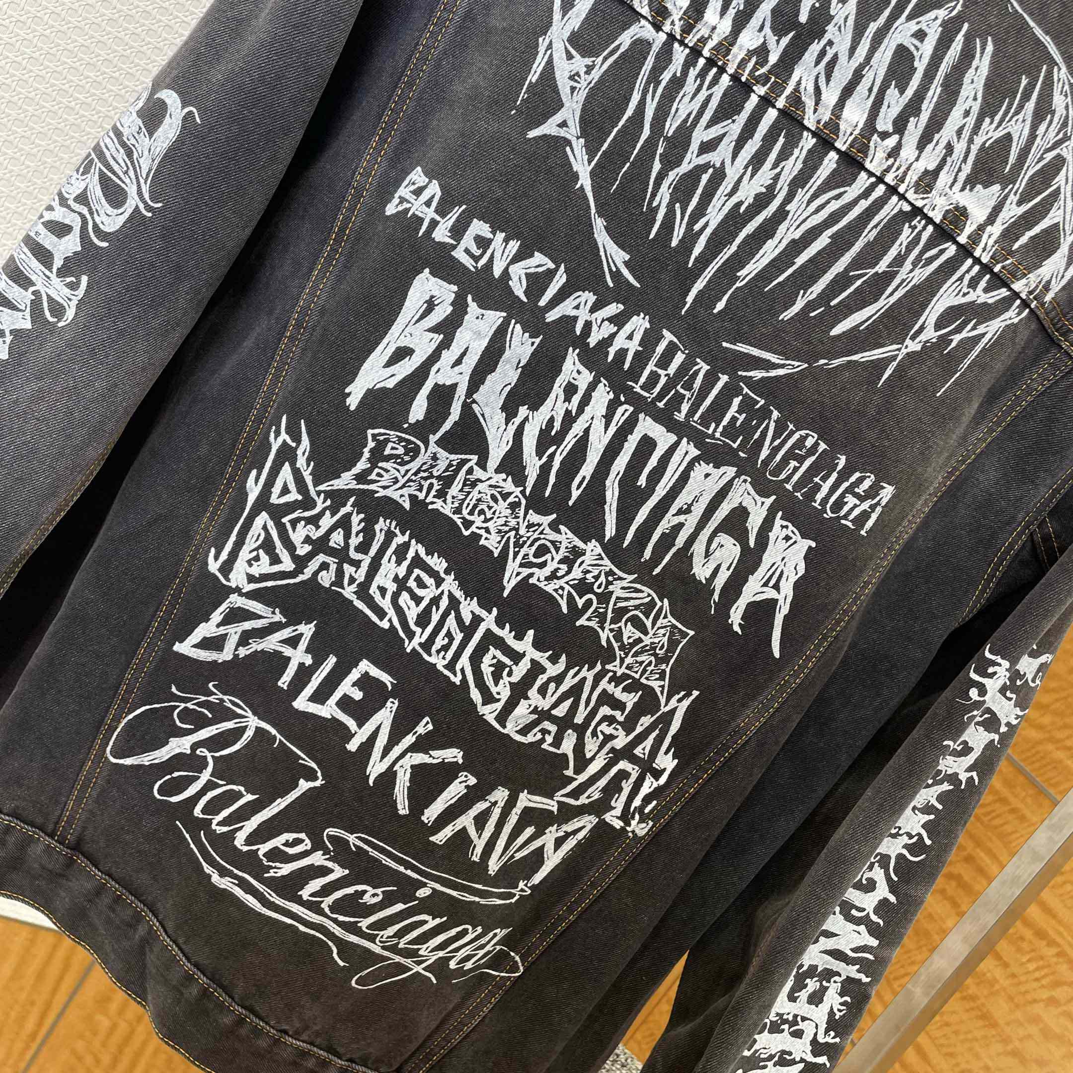 Balenciaga Graffiti Denim Jacket - DesignerGu