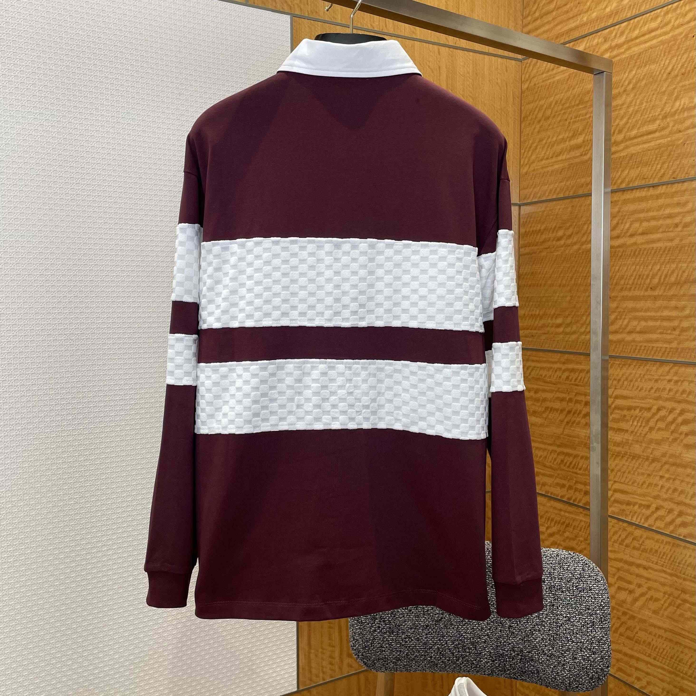 Louis Vuitton Damier Striped Long-Sleeved Polo Shirt   1AIKBY - DesignerGu