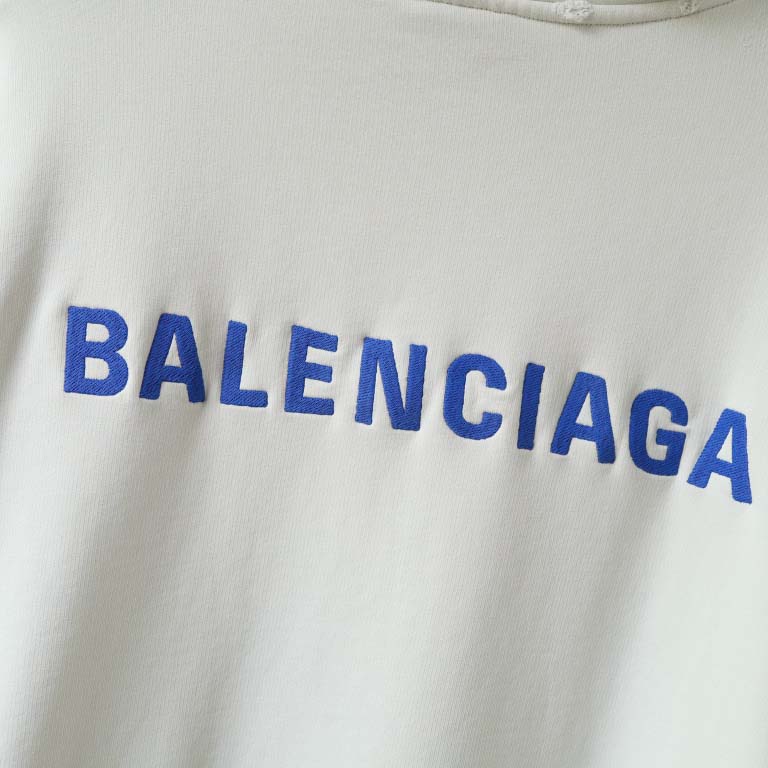 Balenciaga Back Zip-Up Hoodie Regular Fit in dirty white and blue - DesignerGu
