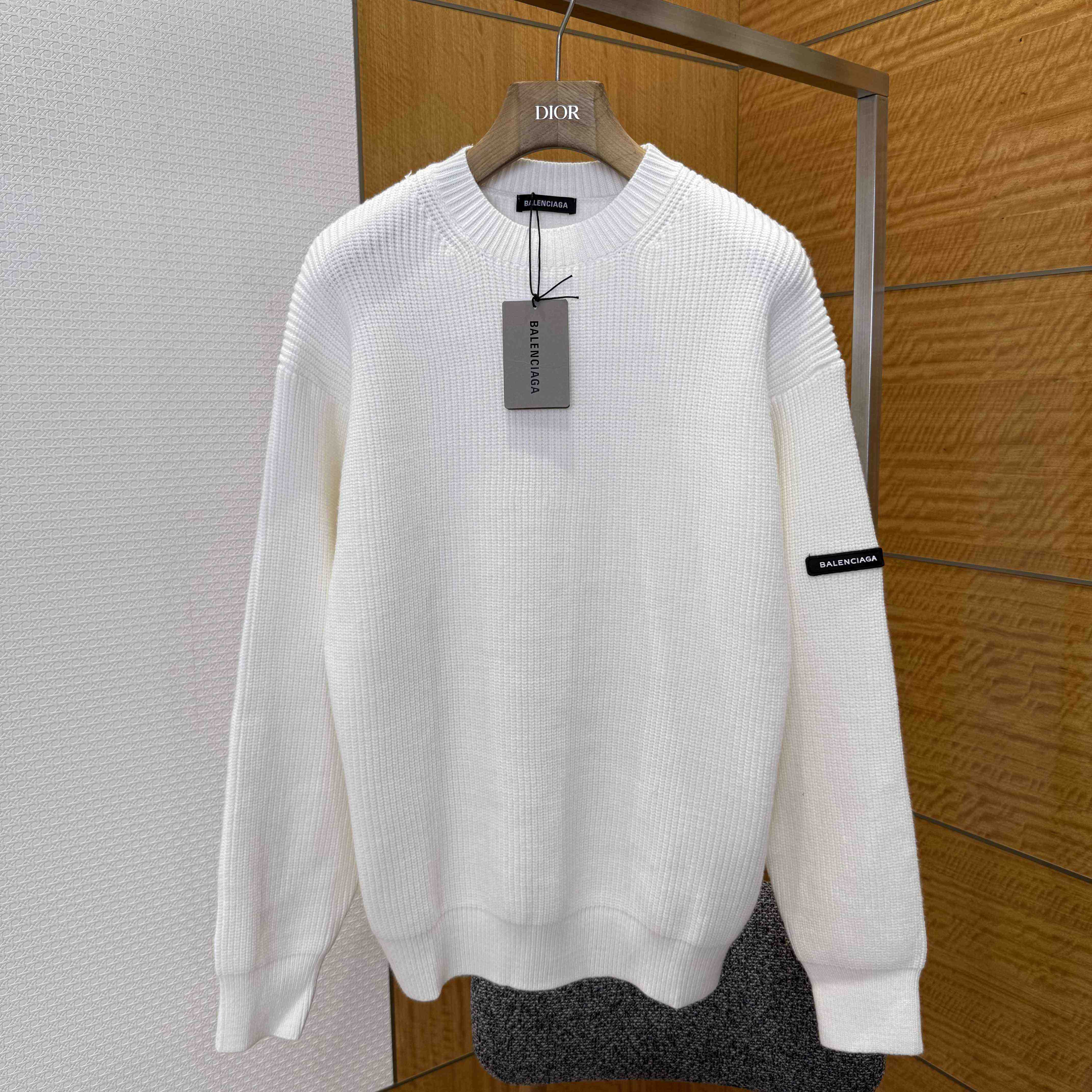Balenciaga Logo-patch Stretch-wool Jumper - DesignerGu