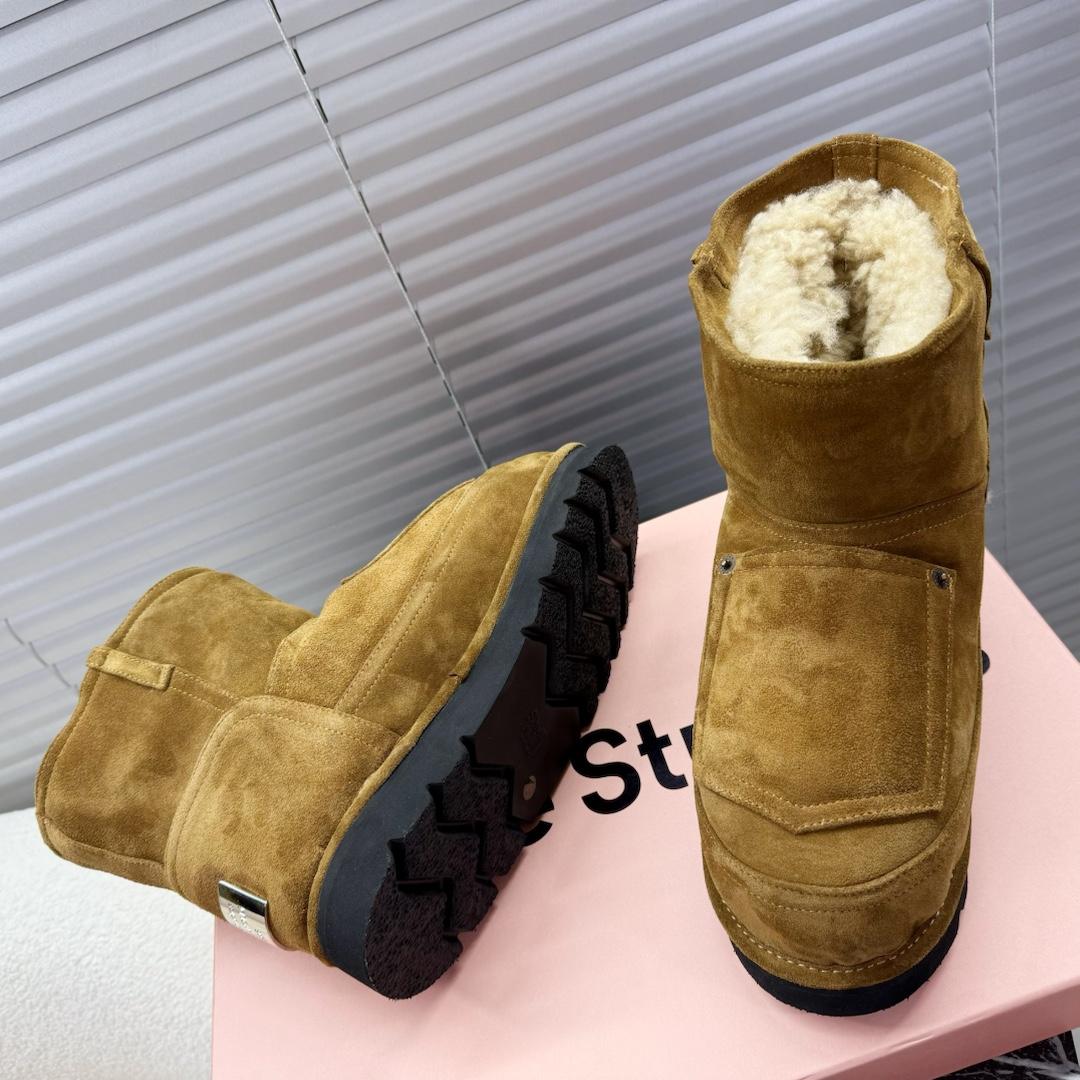 Acne Studios Tobacco Brown Shearling Leather Boots - DesignerGu