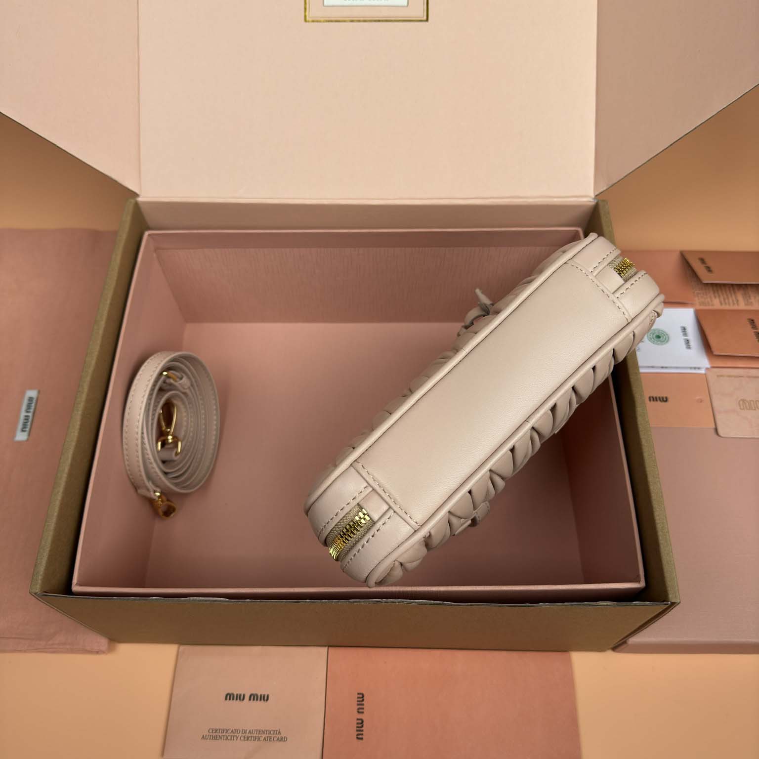 Miu Miu Powder Pink Arcadie Matelassé Nappa Leather Mini-bag - DesignerGu