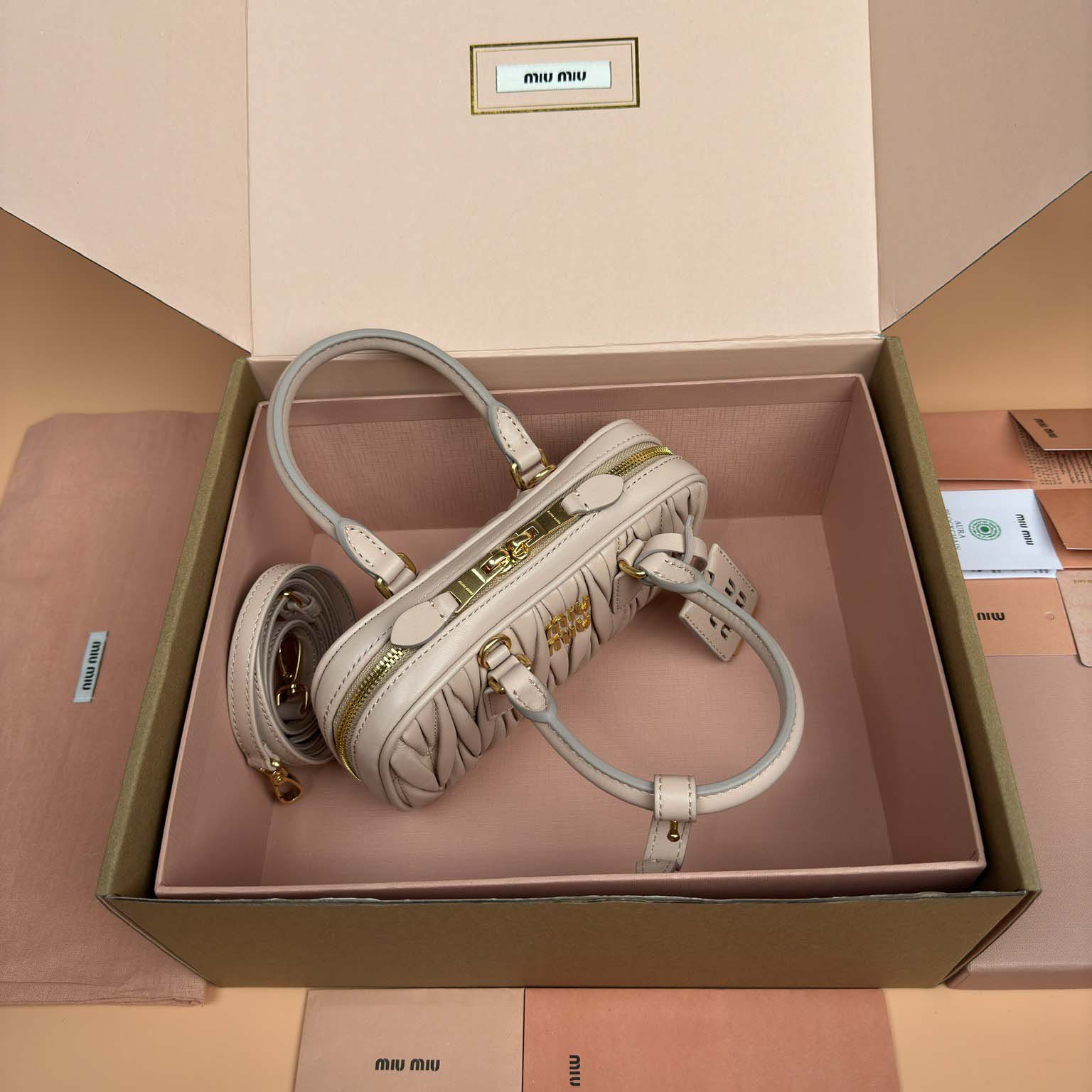 Miu Miu Powder Pink Arcadie Matelassé Nappa Leather Mini-bag - DesignerGu