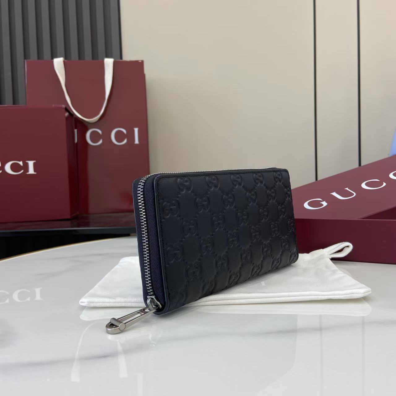 Gucci GG Emblem Zip Around Wallet - DesignerGu