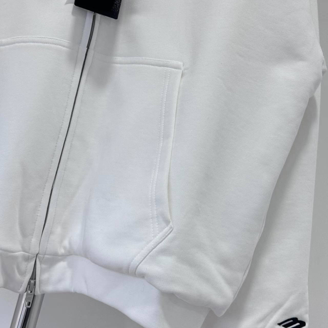 Balenciaga Fluffy Zip-Up Hoodie In Chalky White Medium Fleece - DesignerGu