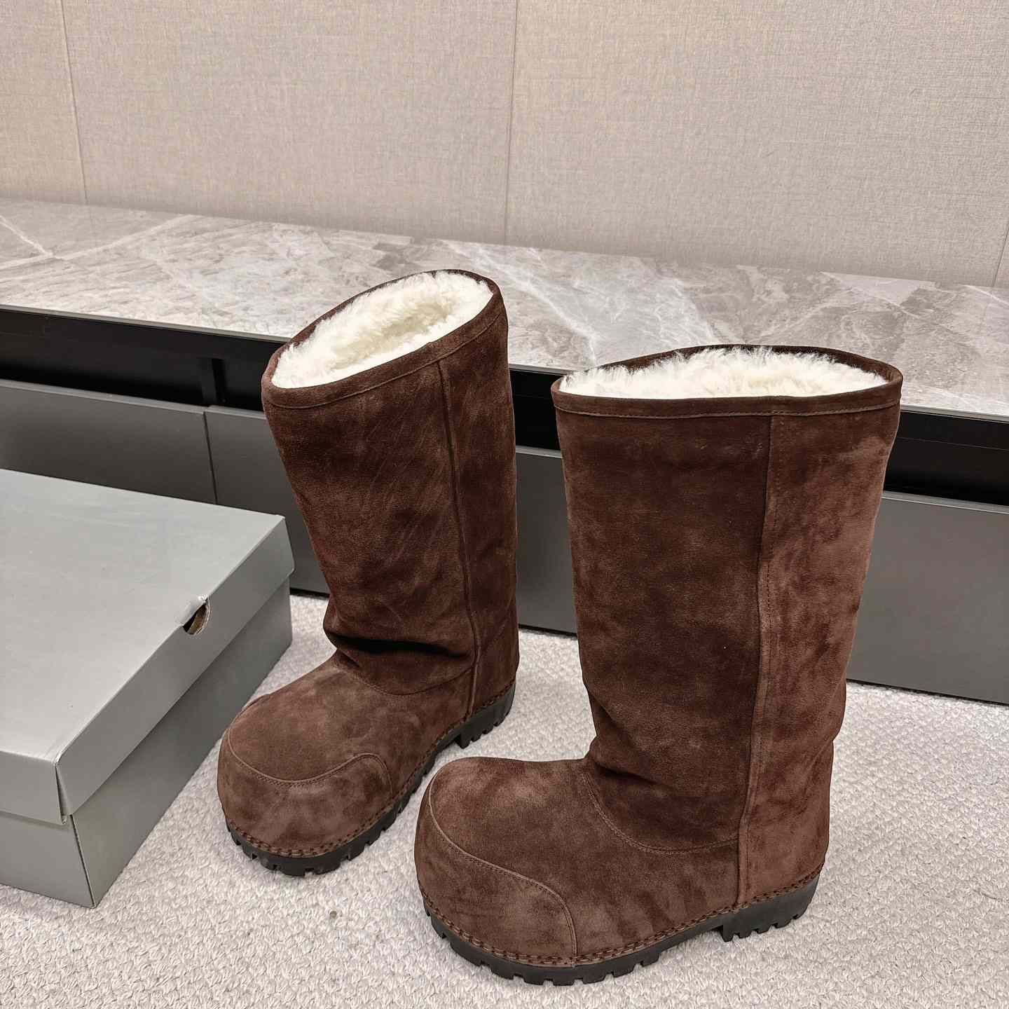 Balenciaga Alaska Fur High Boots - DesignerGu