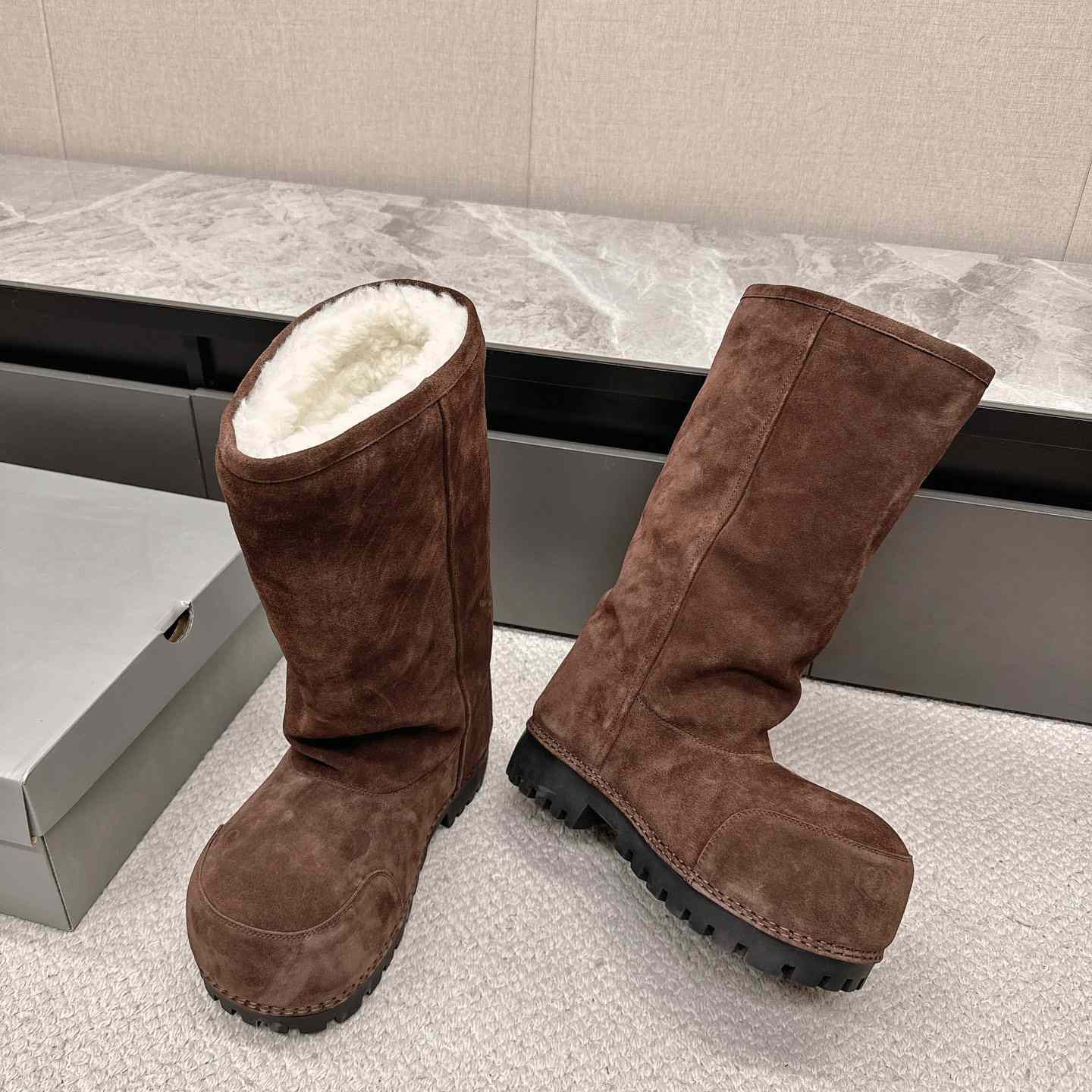 Balenciaga Alaska Fur High Boots - DesignerGu