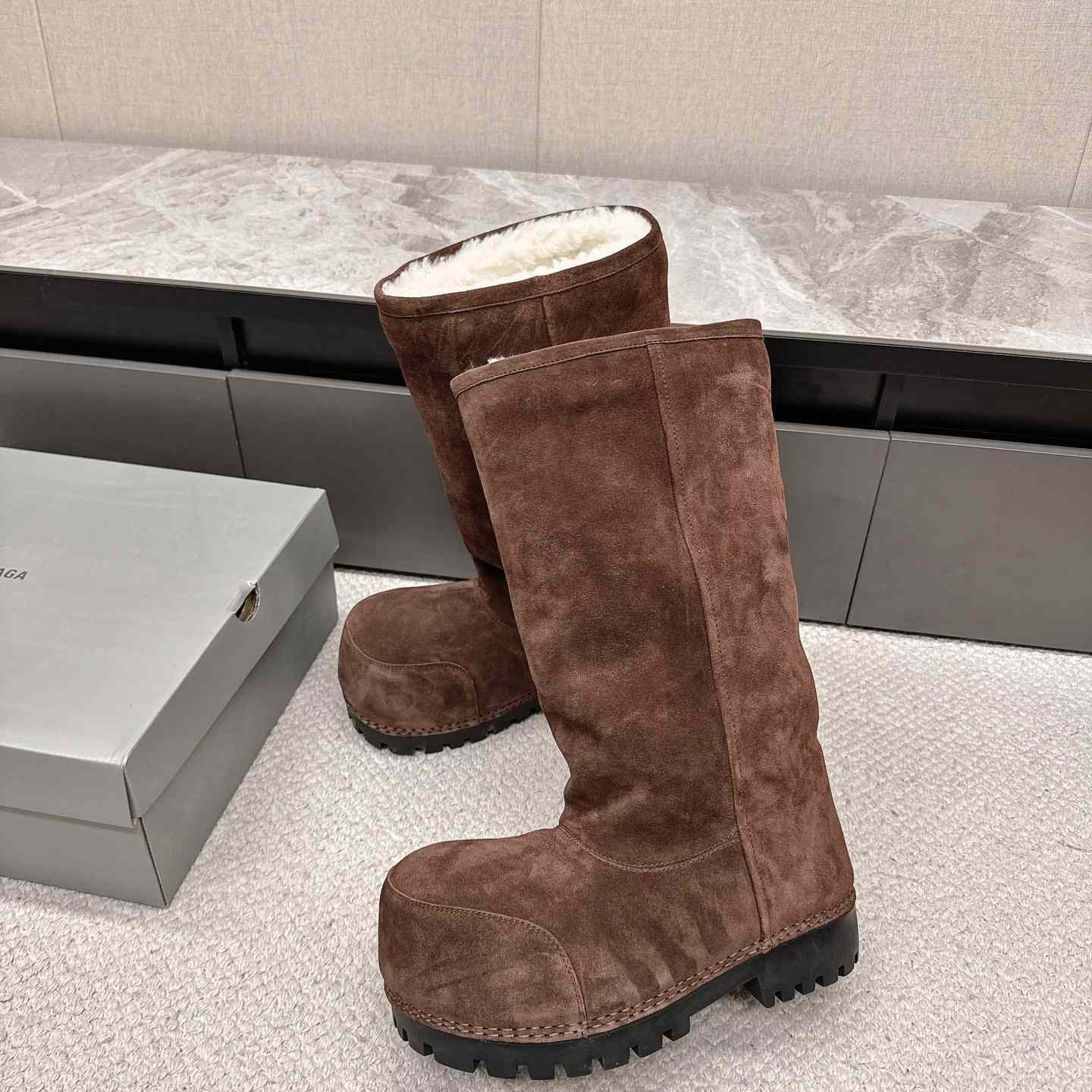 Balenciaga Alaska Fur High Boots - DesignerGu