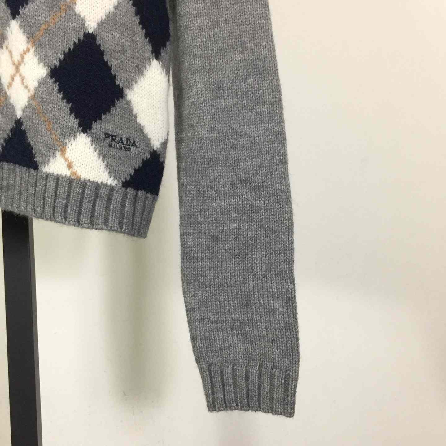 Prada Diamond-pattern Wool Cardigan - DesignerGu