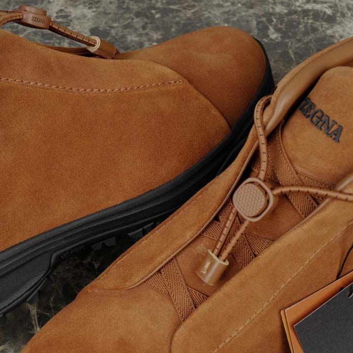 Zegna Dark Foliage Suede Triple Stitch™ Vetta Sneakers  - DesignerGu