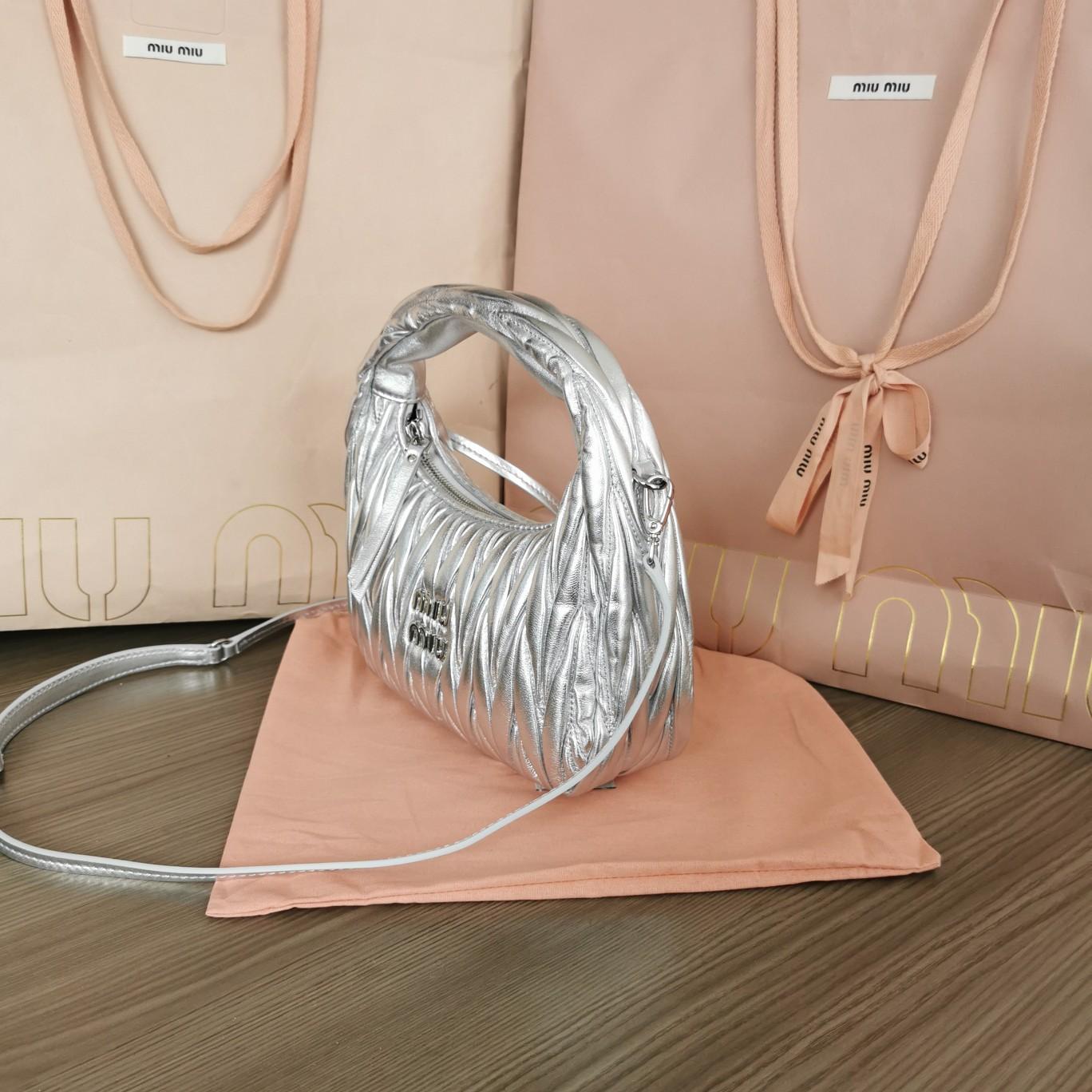 Miu Miu Wander Matelassé Nappa Leather Hobo Bag  - DesignerGu