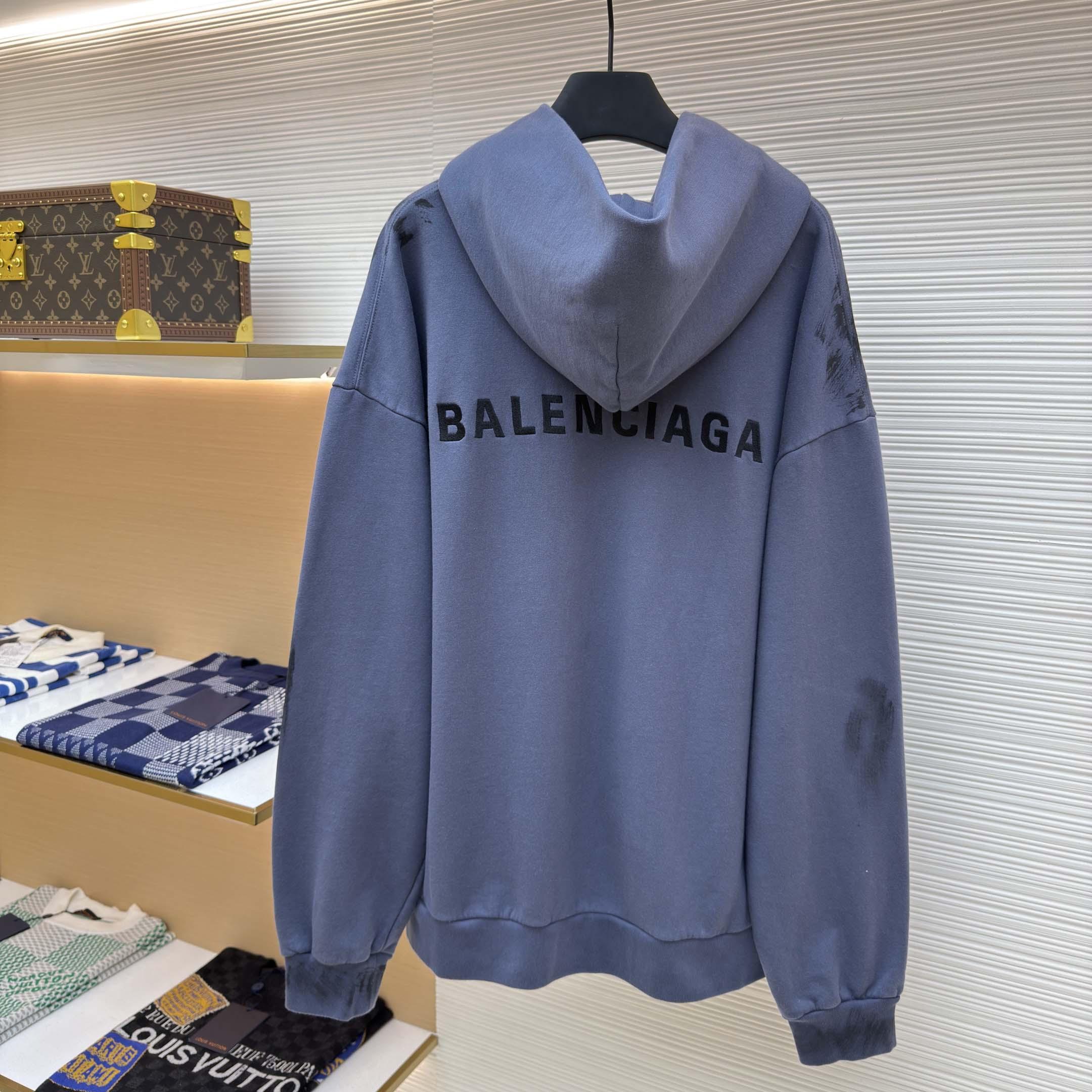 Balenciaga Logo-print Zip-up Hoodie - DesignerGu