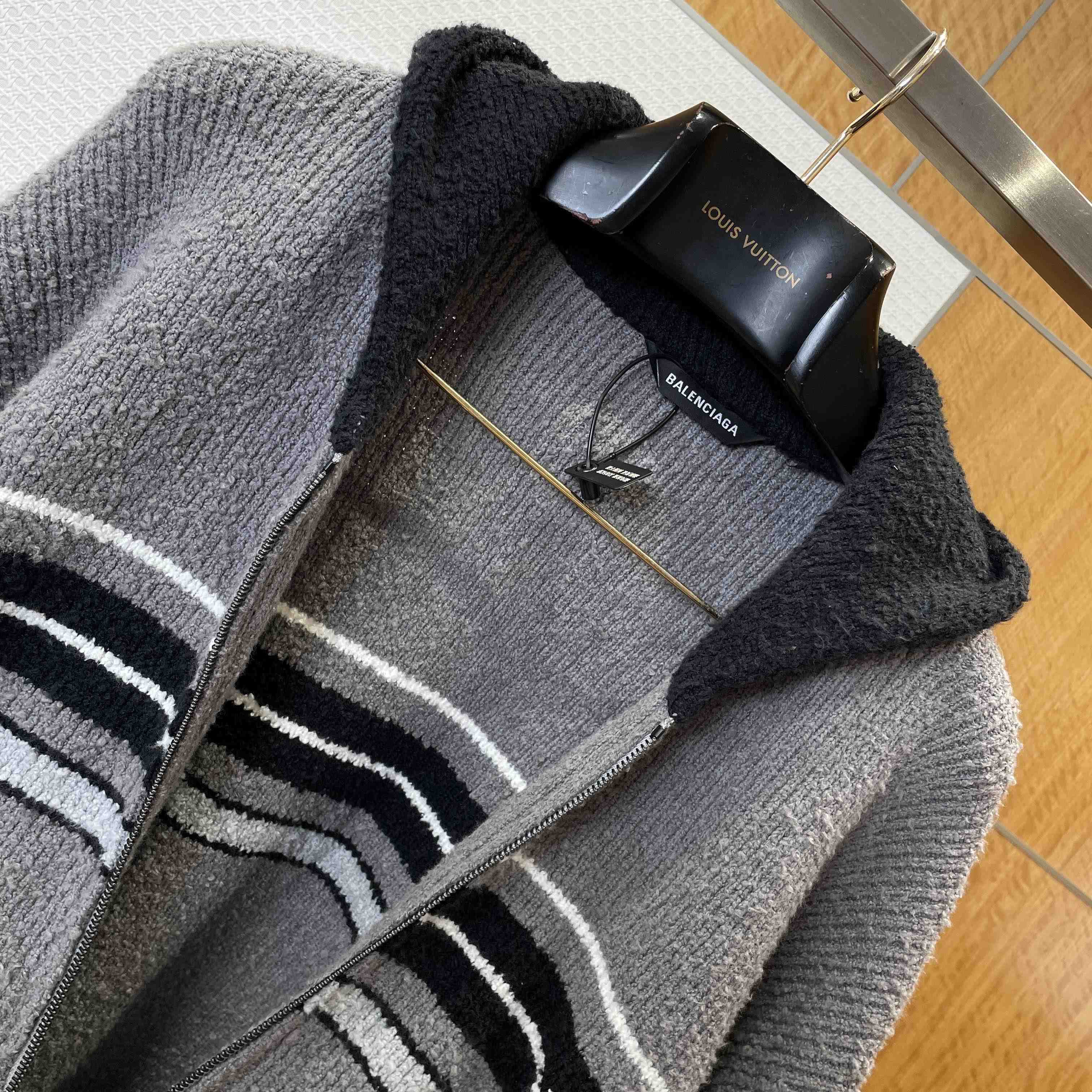 Balenciaga Fluffy Zip-Up Hoodie In Grey - DesignerGu