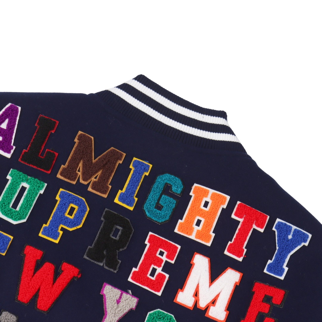 Supreme Praises Varsity Jacket 'Navy' - DesignerGu