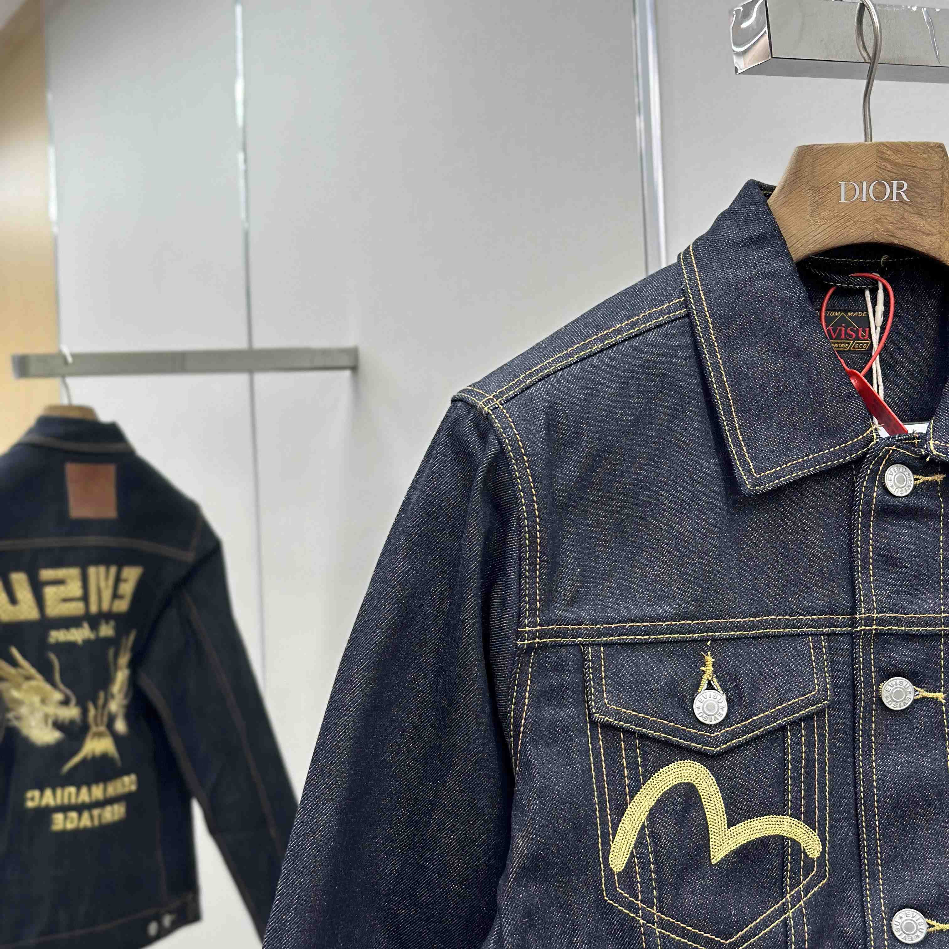 Evisu Hakutaku Embroidery Relax Fit Denim Jacket - DesignerGu
