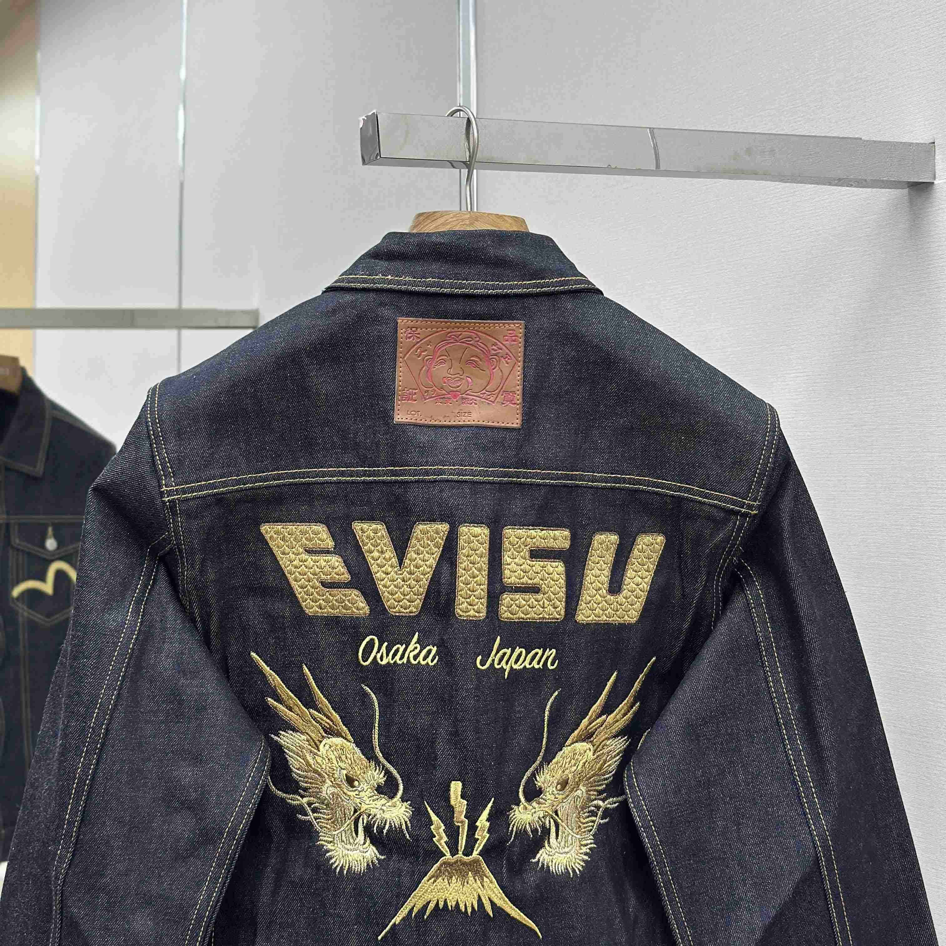 Evisu Hakutaku Embroidery Relax Fit Denim Jacket - DesignerGu