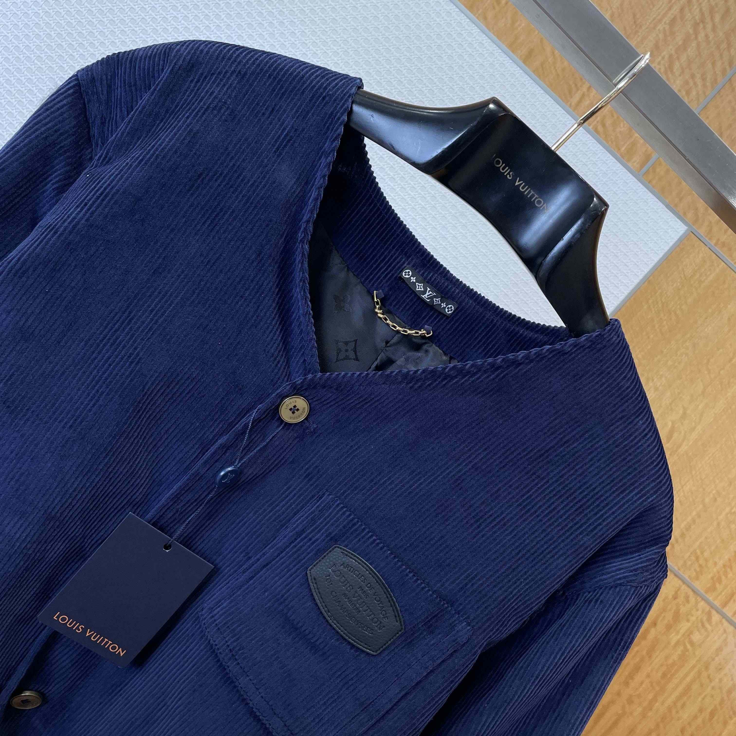 Louis Vuitton Corduroy Collarless Jacket - DesignerGu