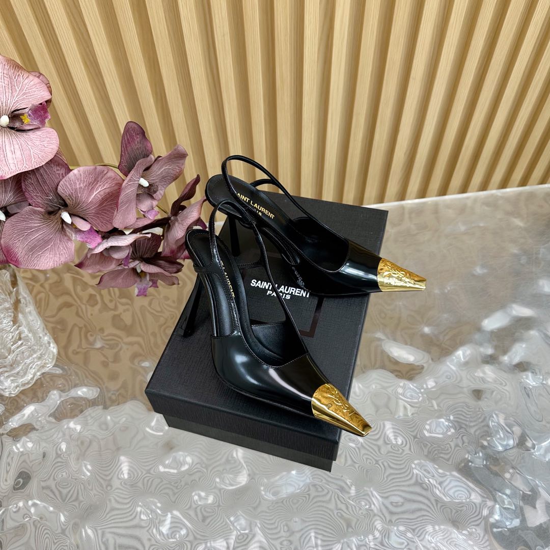 Saint Laurent Jeanne 110 Leather Slingback Pumps  - DesignerGu