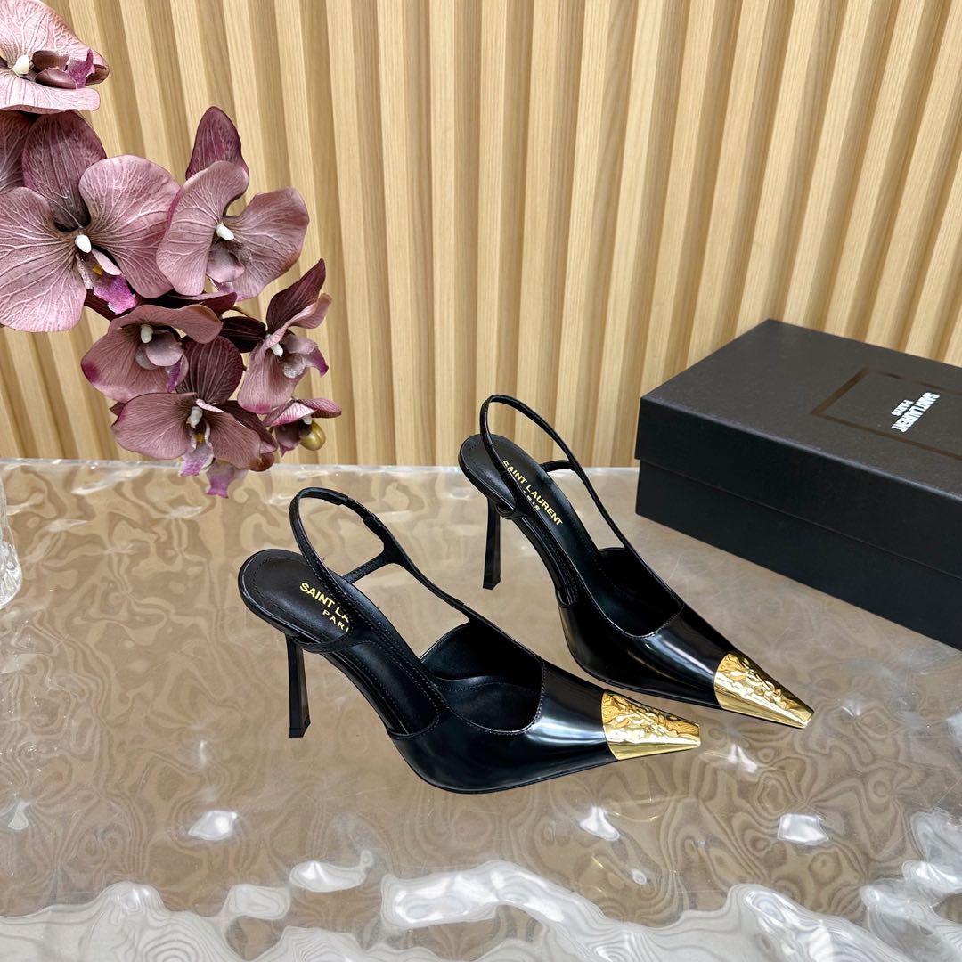Saint Laurent Jeanne 110 Leather Slingback Pumps  - DesignerGu