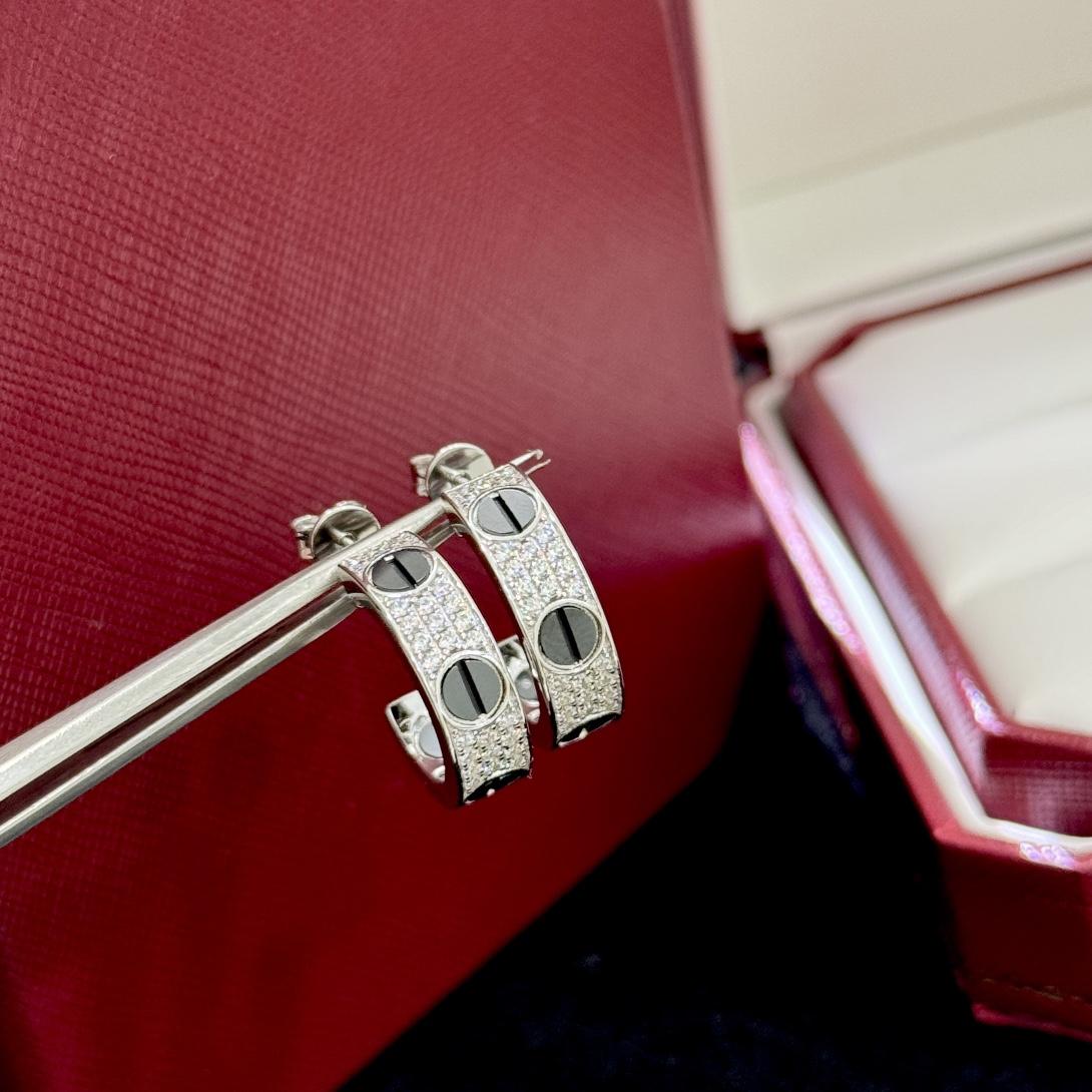 Cartier Love Diamond Ceramic Earrings - DesignerGu