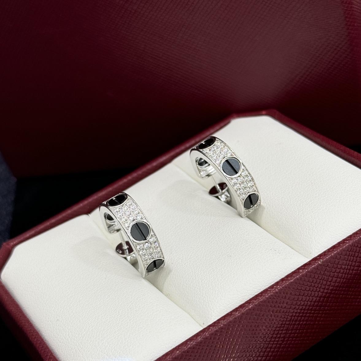 Cartier Love Diamond Ceramic Earrings - DesignerGu
