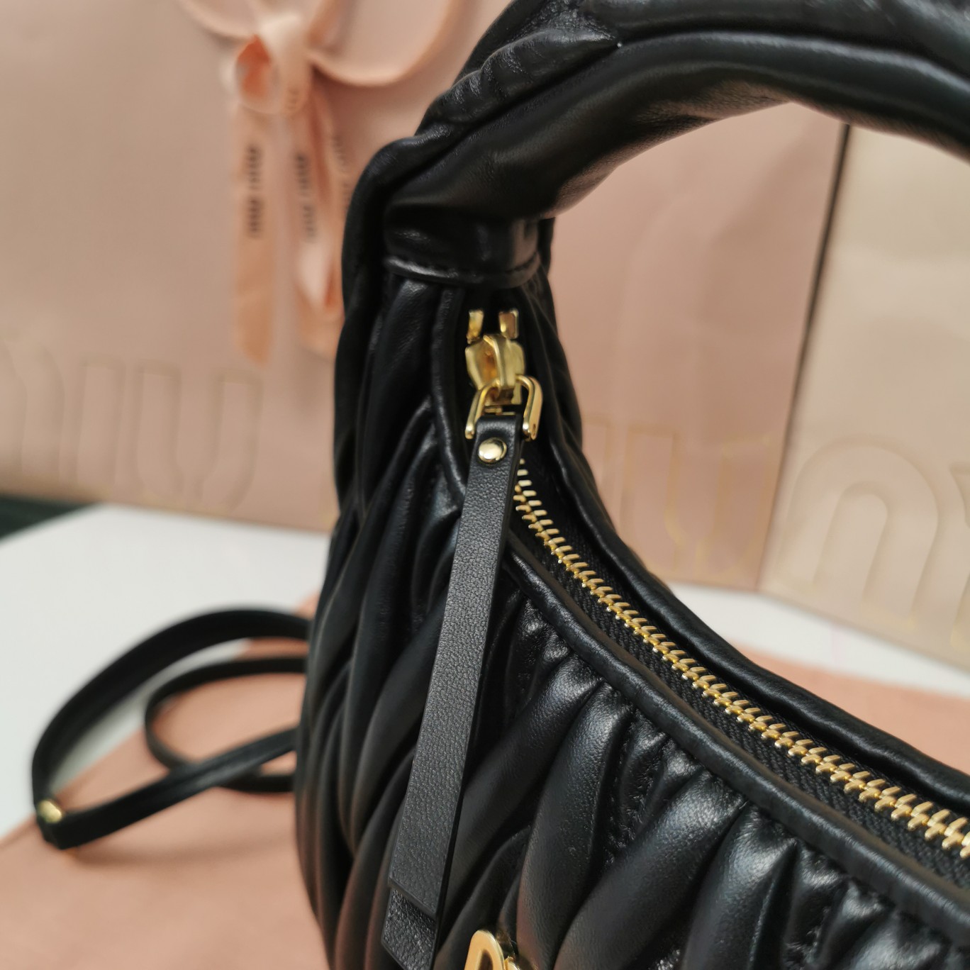 Miu Miu Wander Matelassé Nappa Leather Hobo Bag  - DesignerGu