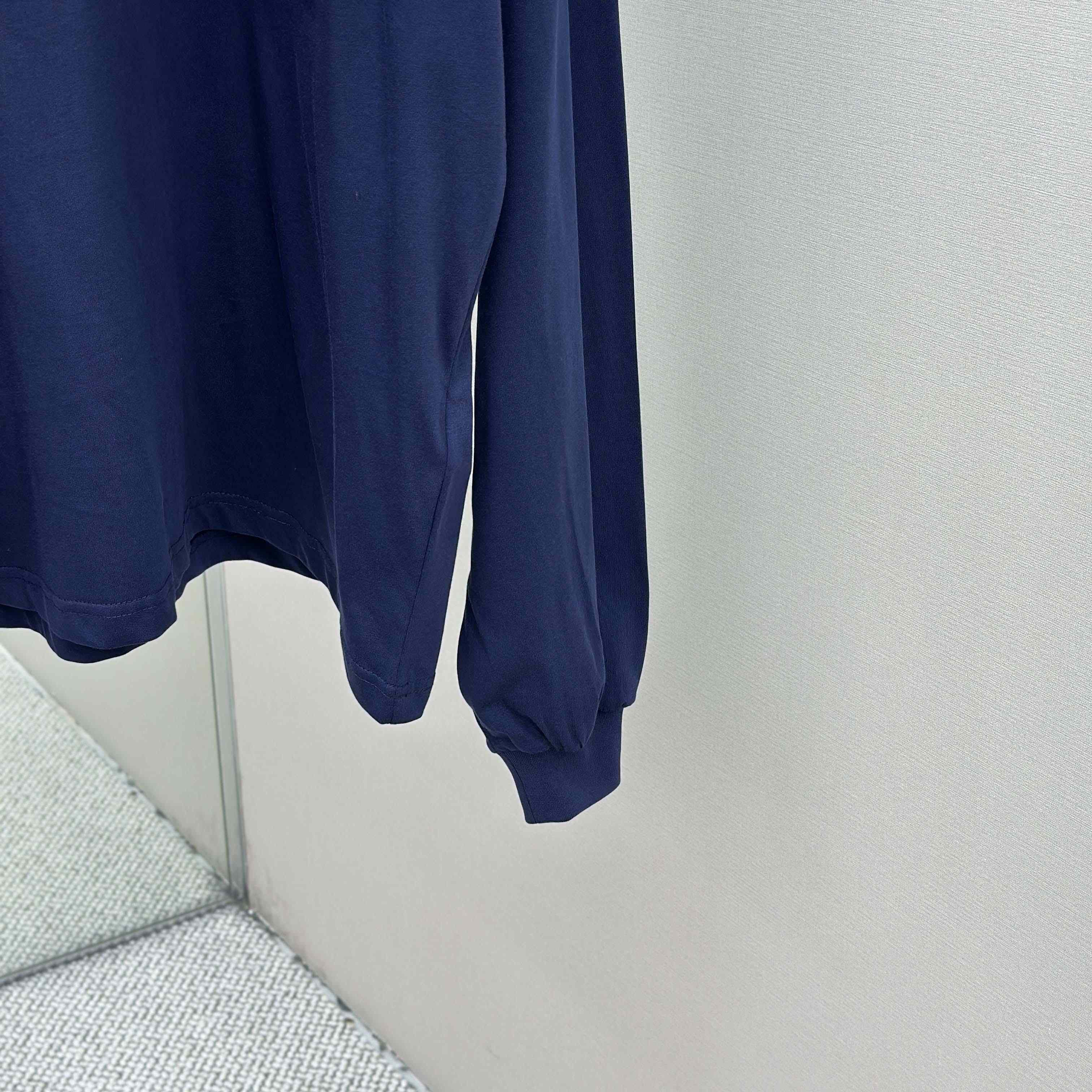 Balenciaga 3B Football Long Sleeve V-Neck T-Shirt In Dark Navy  - DesignerGu