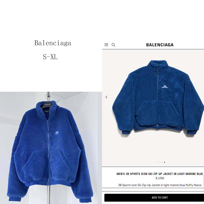 Balenciaga 3B Sports Icon Ski Zip-Up Jacket In Light Marine Blue - DesignerGu