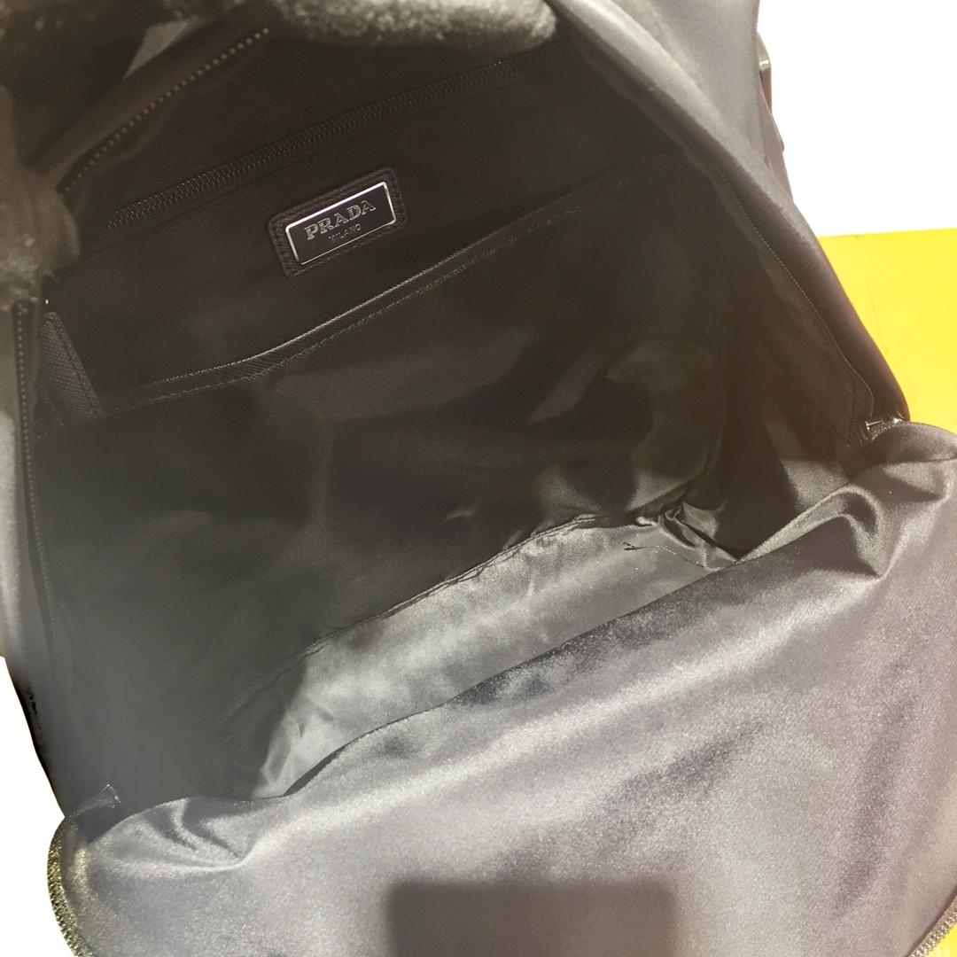 Prada Black Nylon And Saffiano Backpack   29*40*17cm - DesignerGu