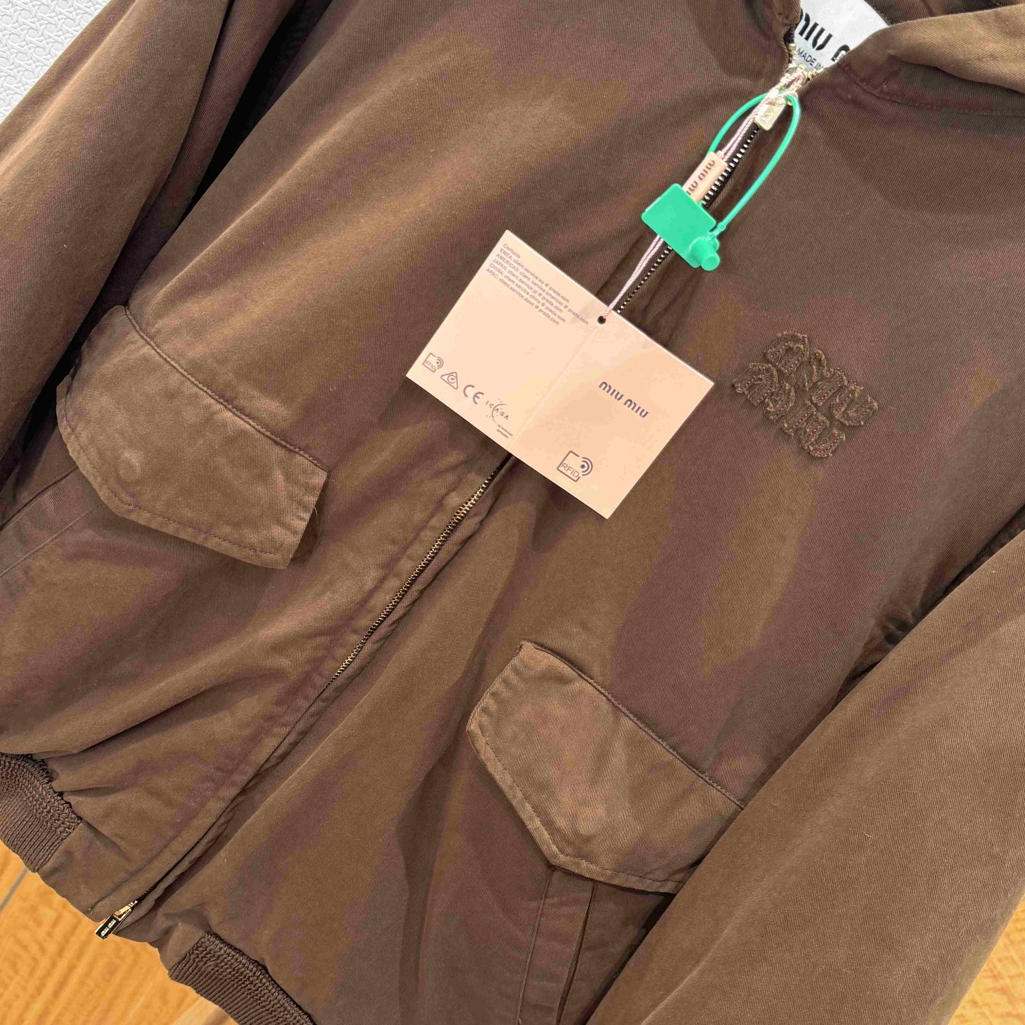 Miu Miu Logo Denim Bomber Jacket - DesignerGu