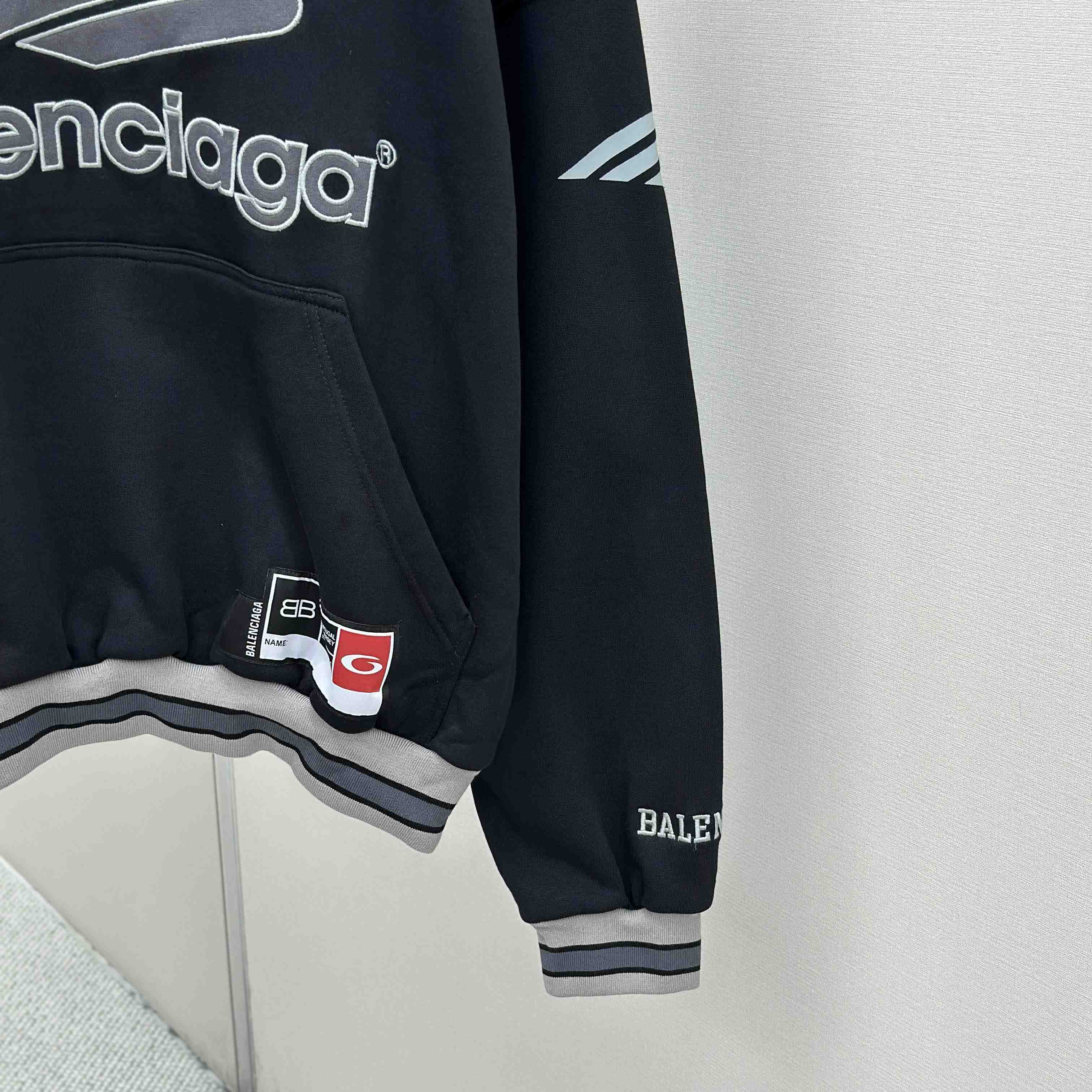 Balenciaga 3B Football Polo Hoodie In Black - DesignerGu