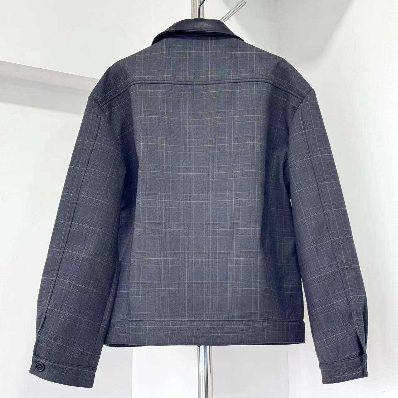 Miu Miu Prince Of Wales Check And bonded Jersey Blouson Jacket - DesignerGu