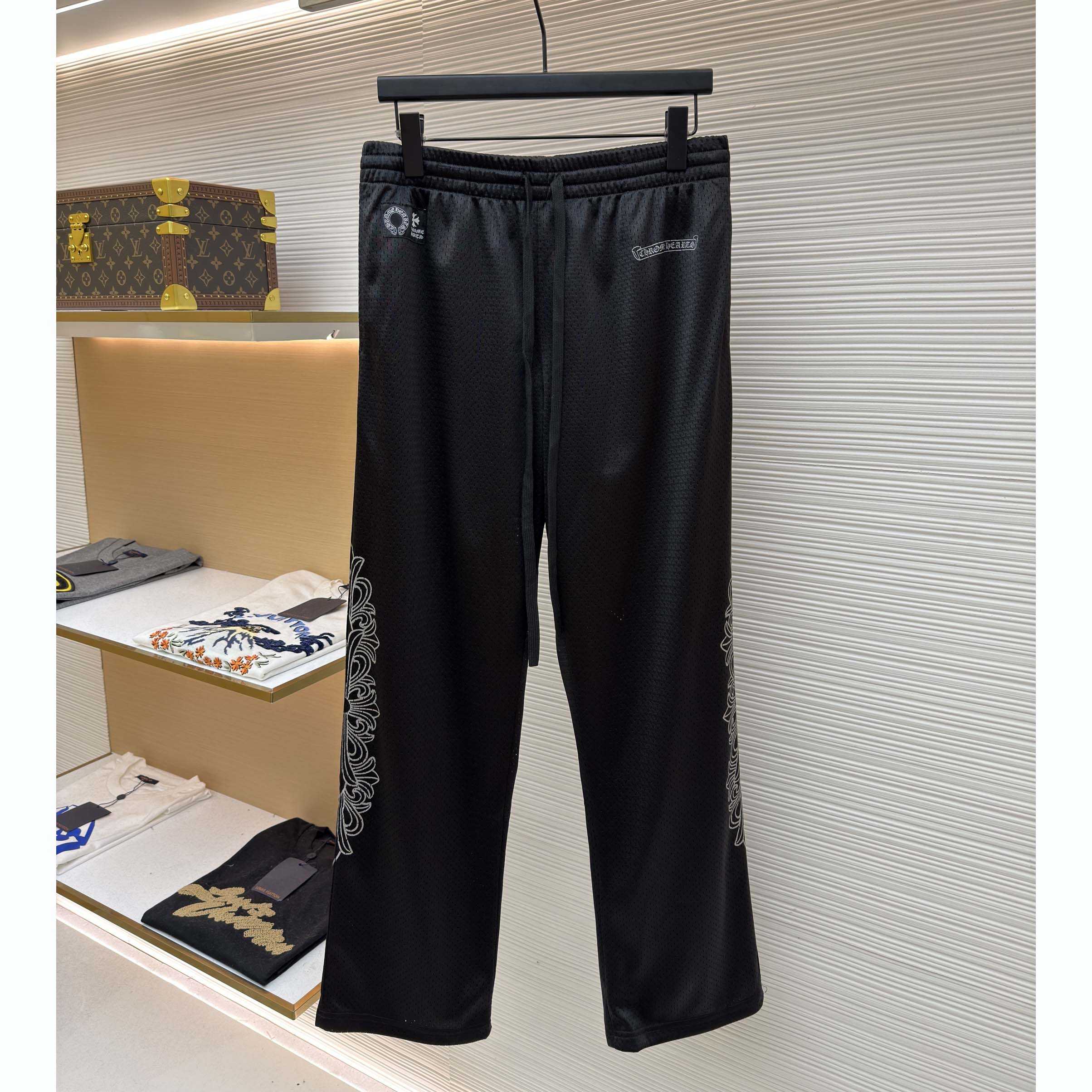 Chrome Hearts black mesh warm-up track pants - DesignerGu